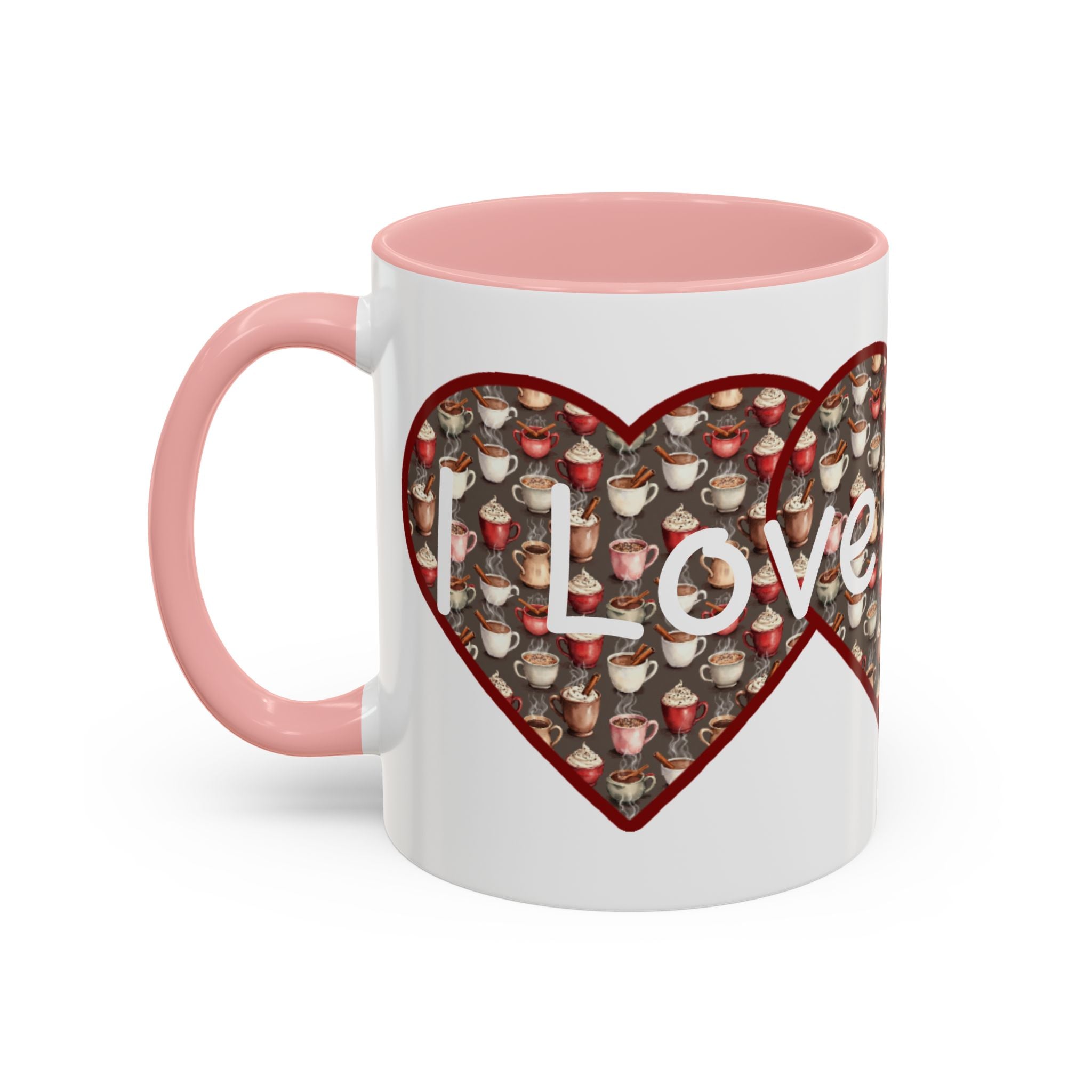 Coffee Mug - Cute Christmas Hearts with I Love Coffee