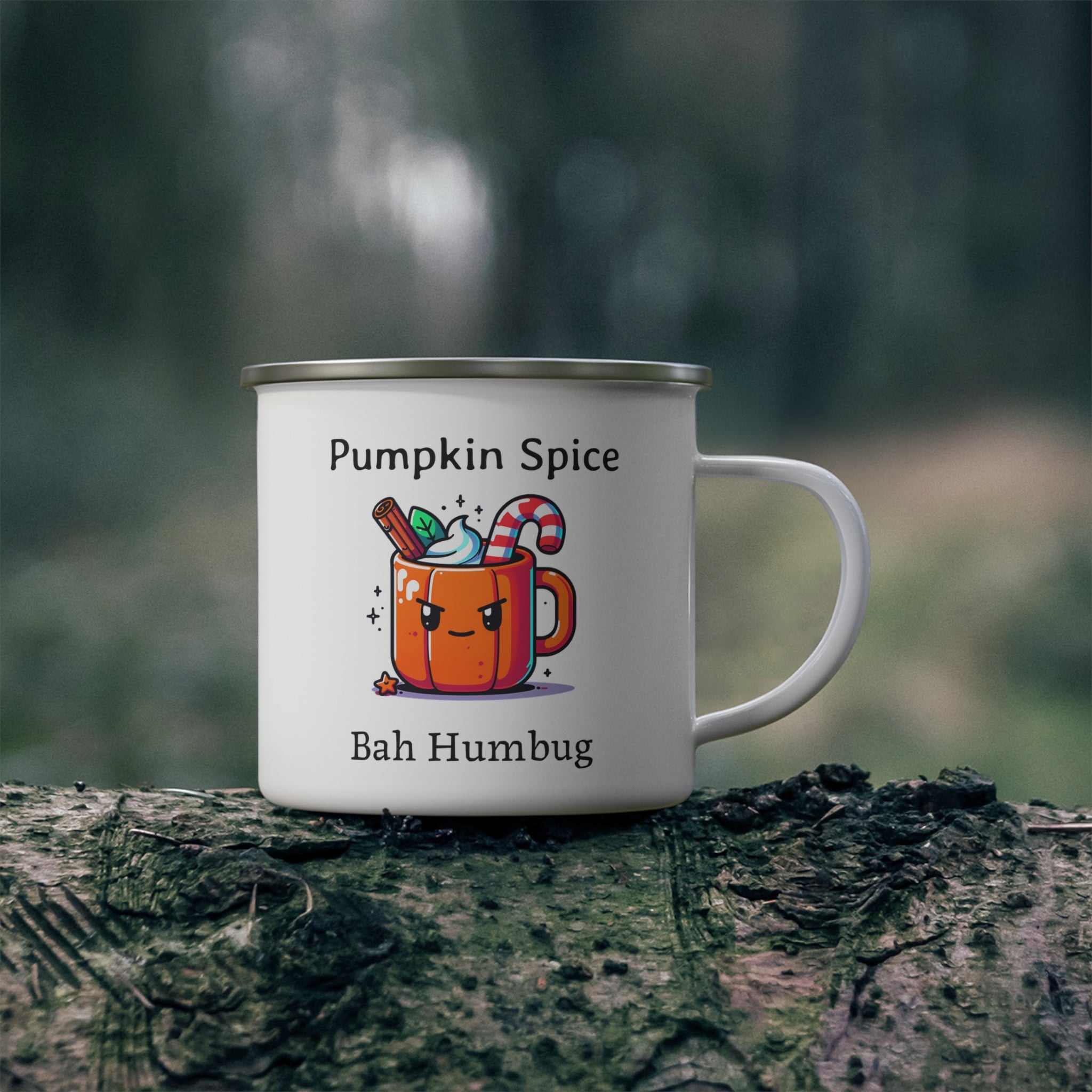 Halloween Enamel Mug - Pumpkin Spice Bah Humbug Design