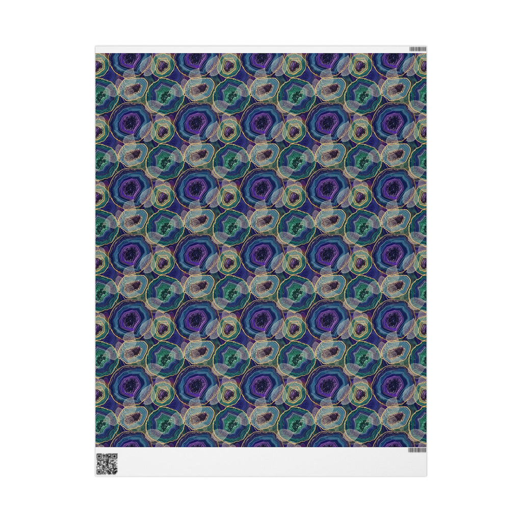 Agate Swirl Wrapping Paper — Blue & Teal Geode Gift Wrap with Leaves