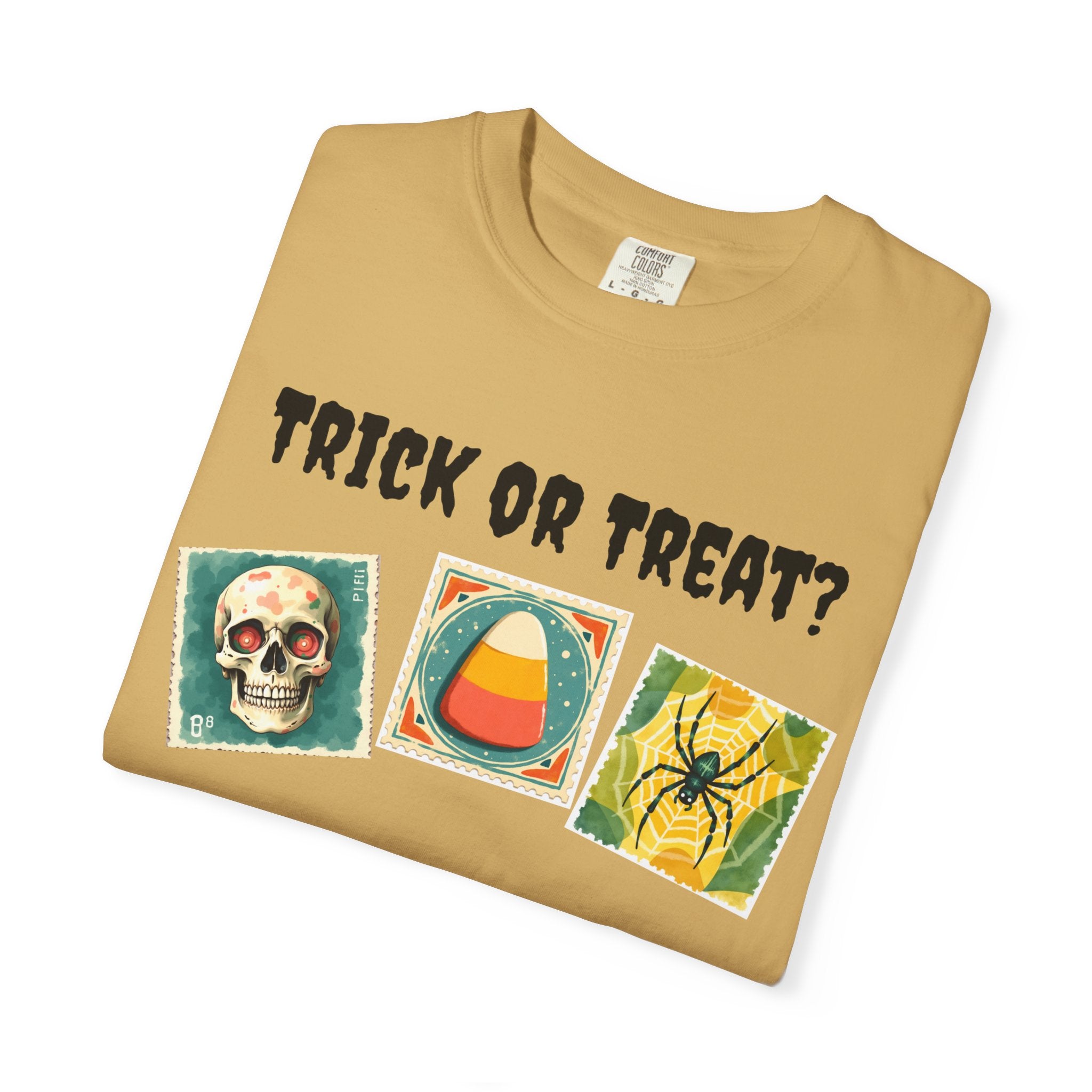 Trick or Treat-That is The Question. Skull, candy corn, and Spider