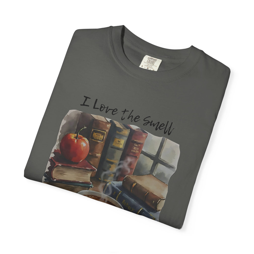 Book Lover T-Shirt - I Love the Smell of Old Books and Coffee