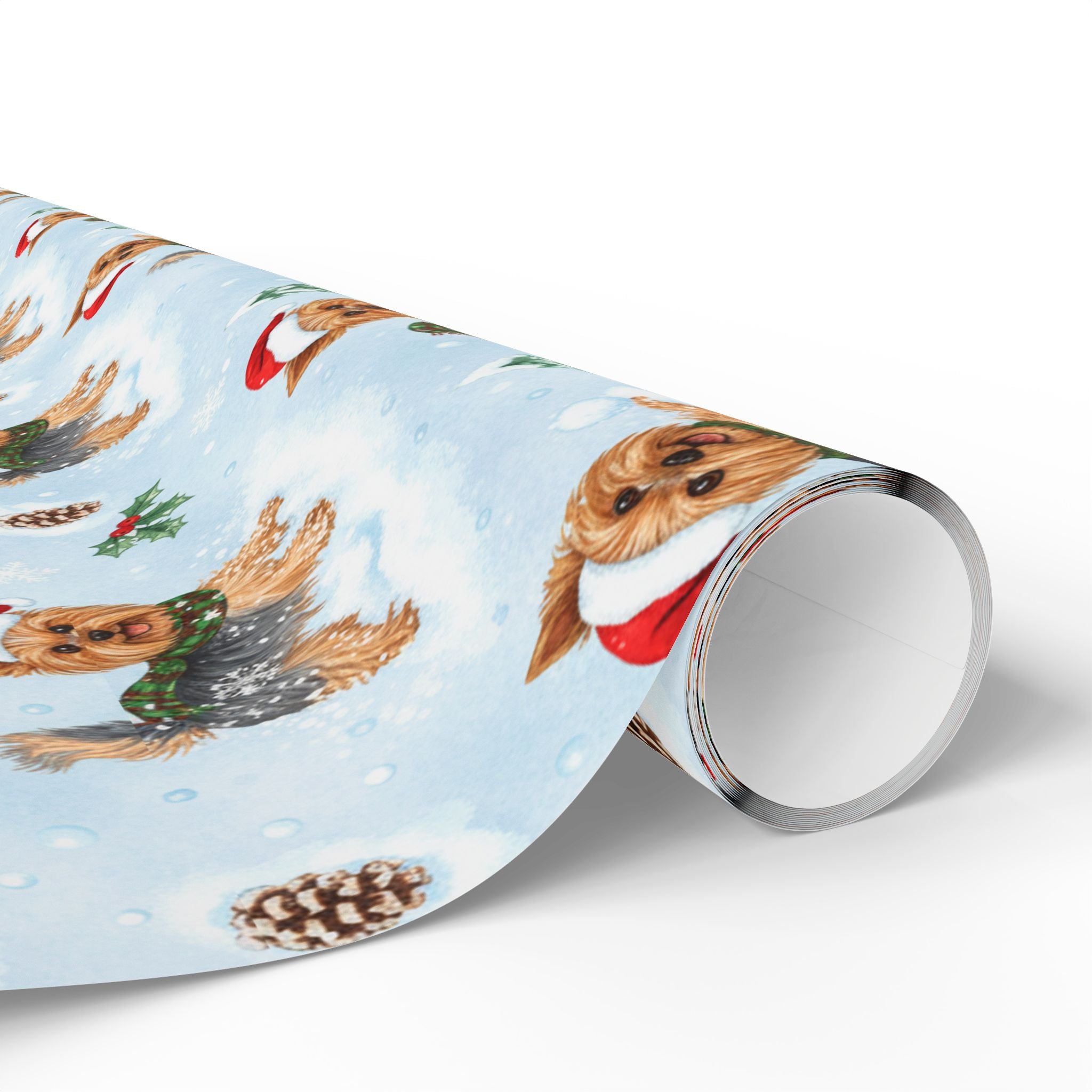 Christmas Yorkie Wrapping Paper Roll — Cute Yorkie in Santa Hat Holiday Gift Wrap