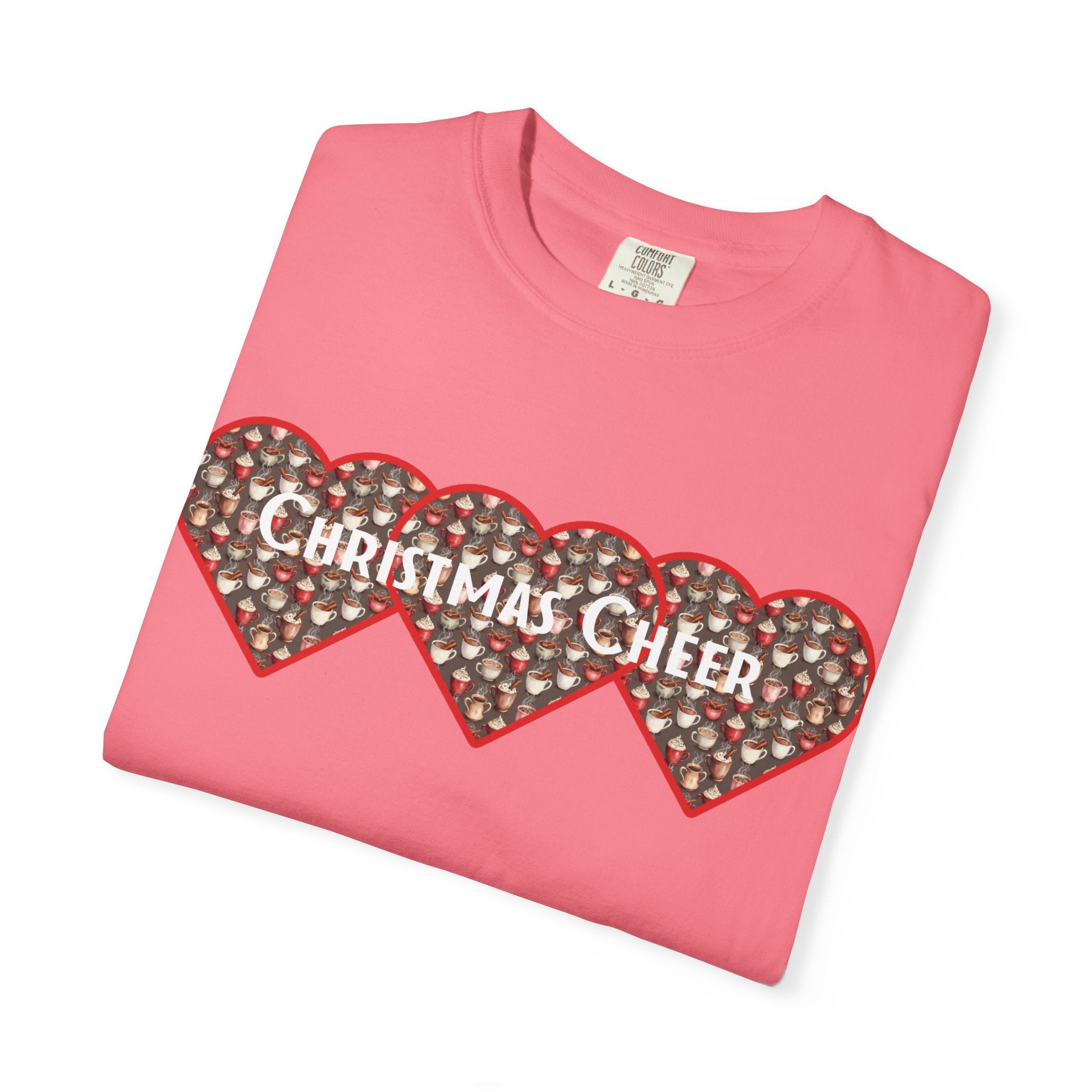 Christmas Cheer Unisex T-shirt with Interlocking Hearts Design