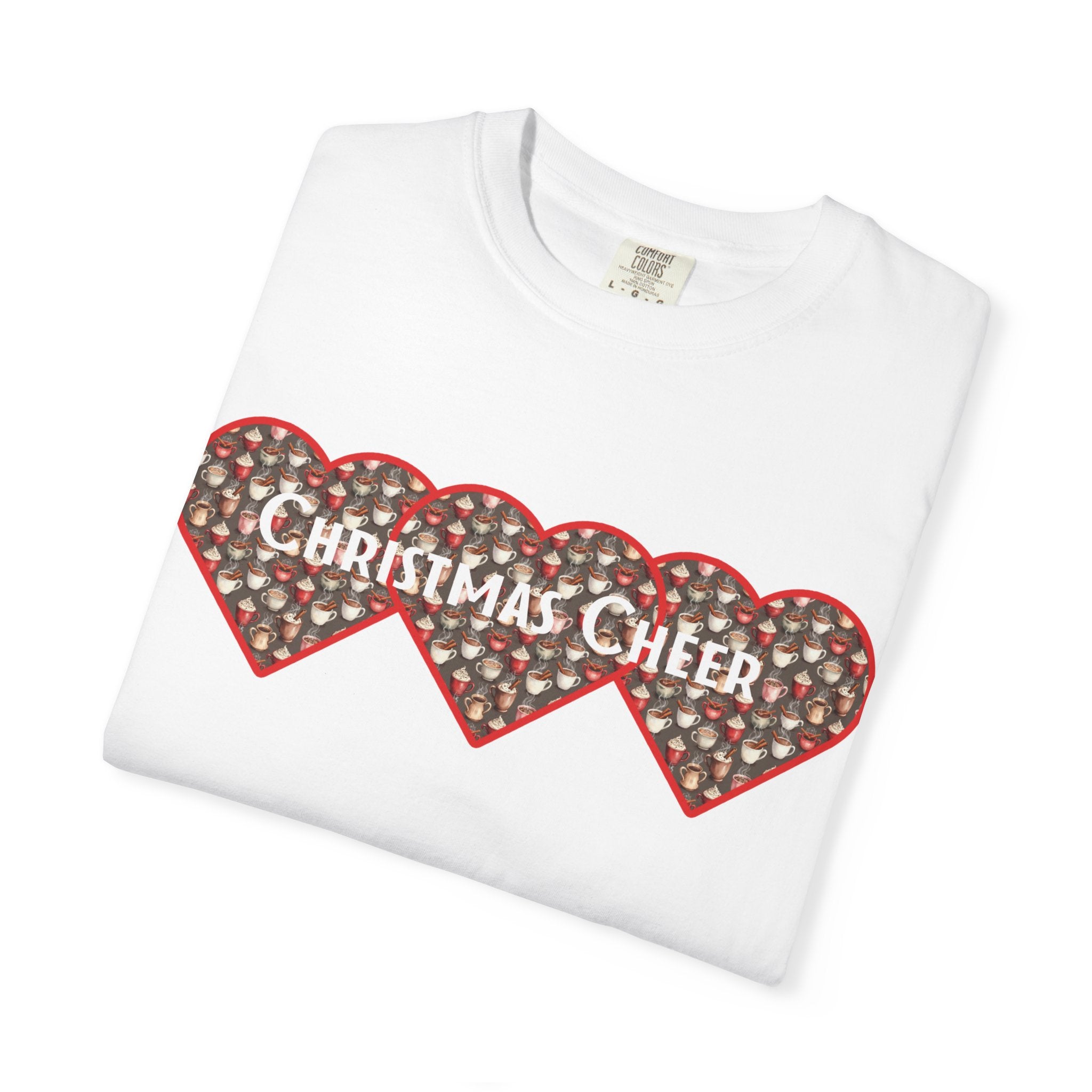 Christmas Cheer Unisex T-shirt with Interlocking Hearts Design