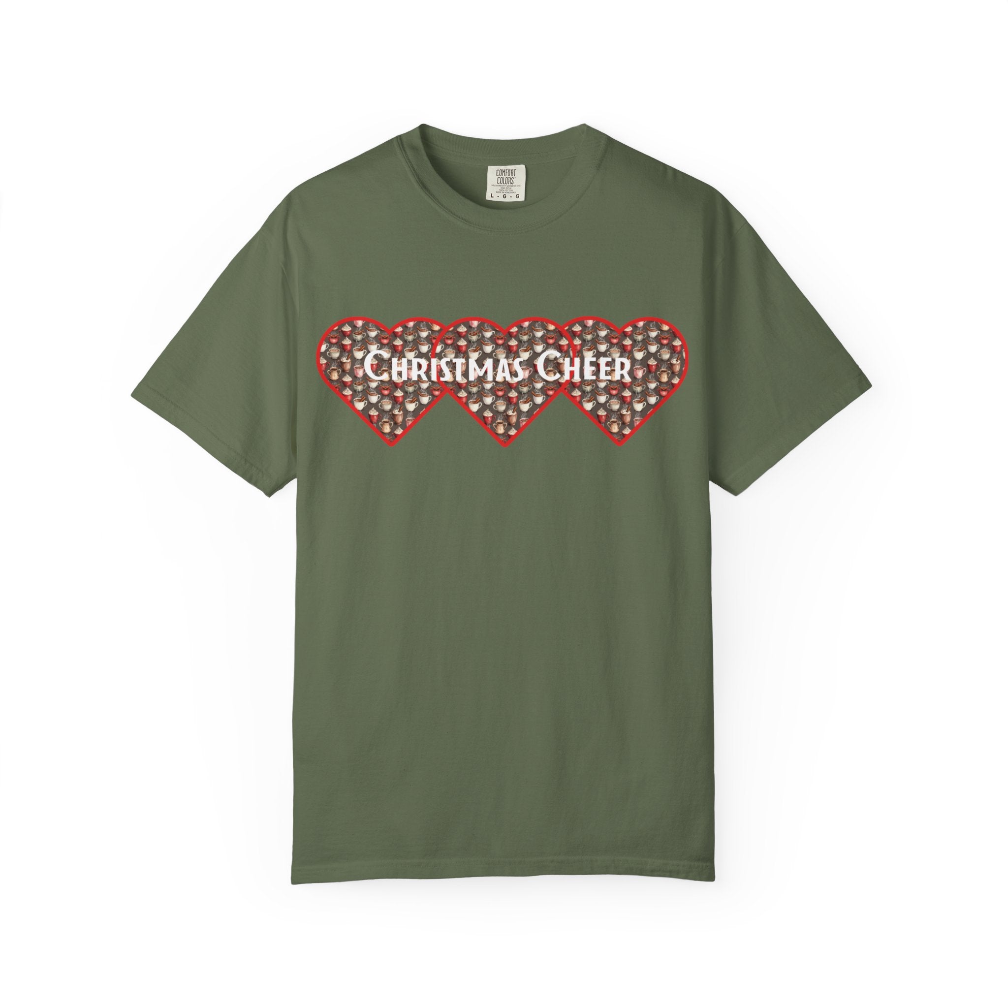 Christmas Cheer Unisex T-shirt with Interlocking Hearts Design