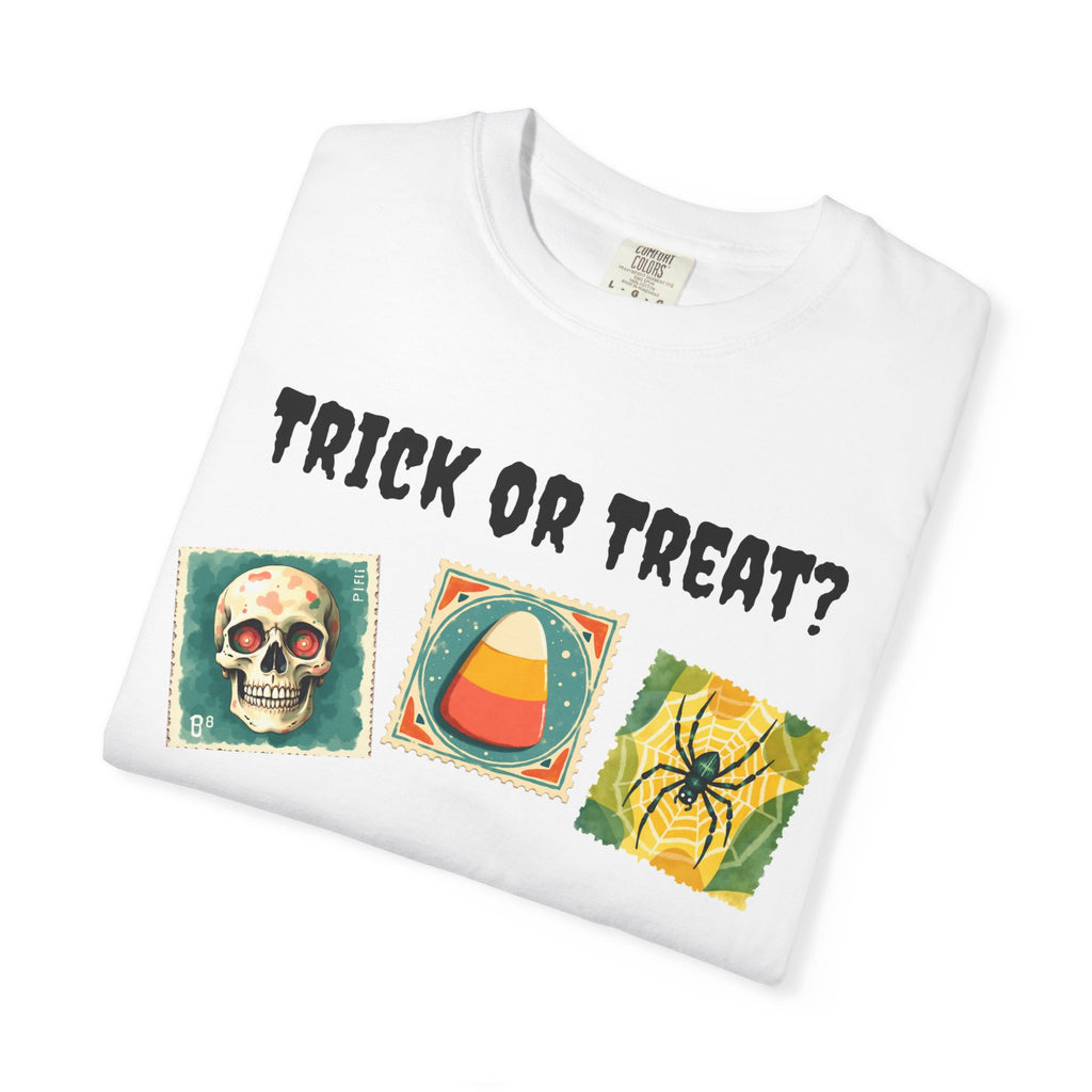 Trick or Treat-That is The Question. Skull, candy corn, and Spider