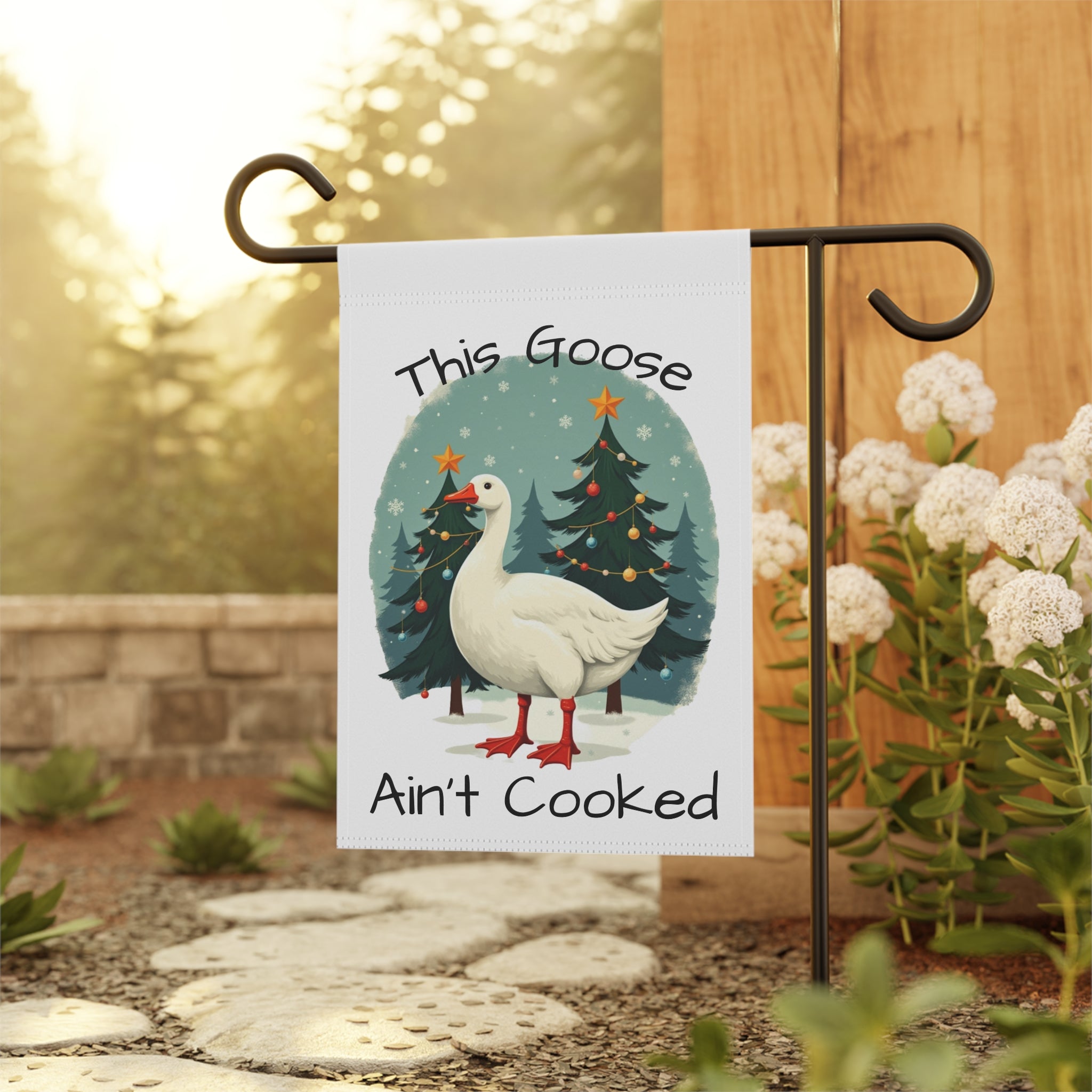 Festive Garden Banner, Christmas Decor, Holiday Yard Sign, Whimsical Goose Flag, Outdoor Decoration, Farmhouse Style