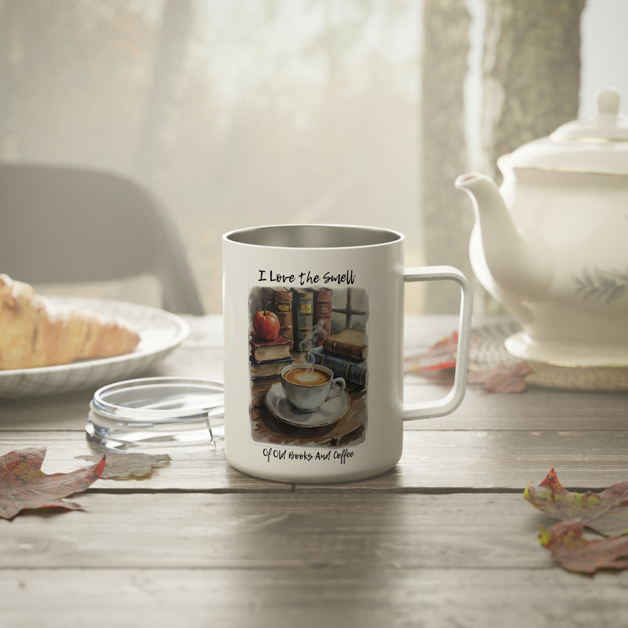 Cozy Insulated Coffee Mug, Book Lovers Gift, Kitchen Decor, Reading Accessories, Hot Beverage Holder, Personalized Coffee Cup