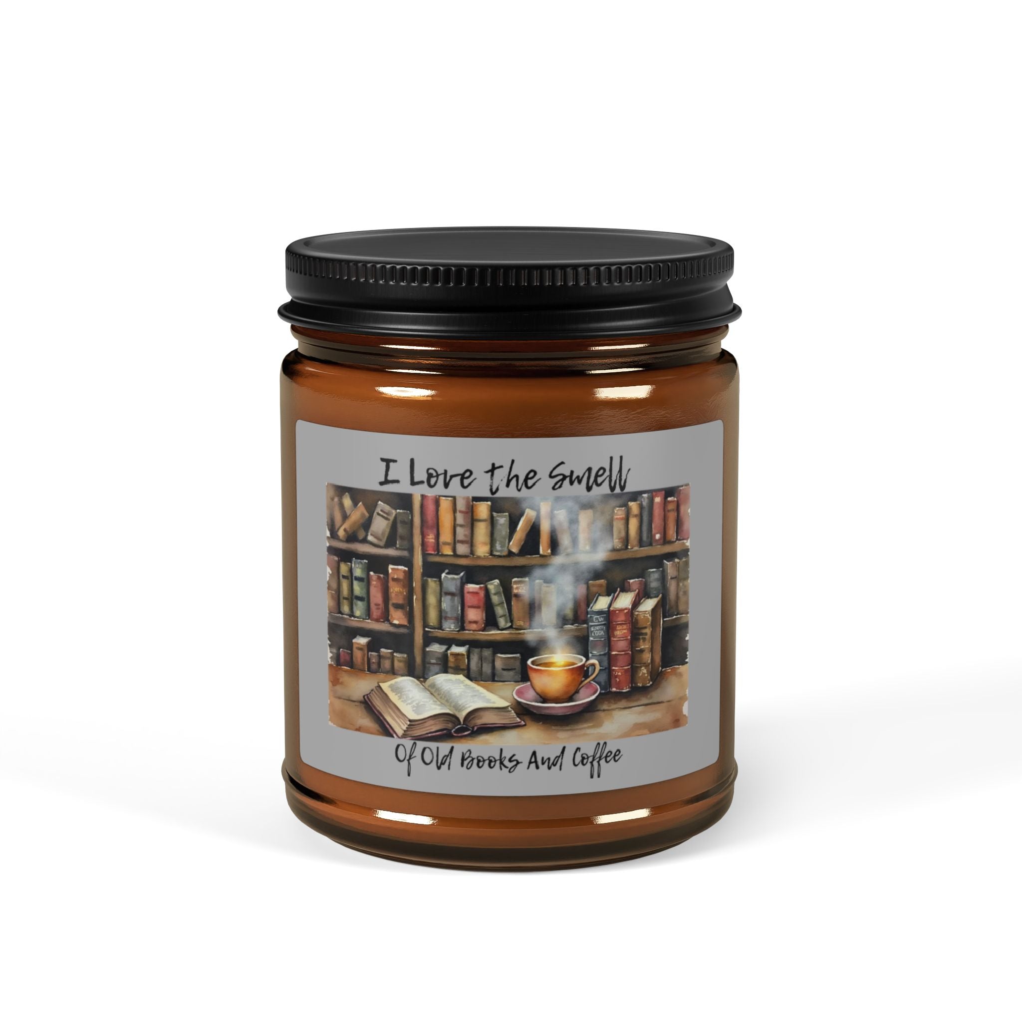 Soy Candle: Cozy Reading Candle, Gifts for Book Lovers, Old Books and Coffee Scent