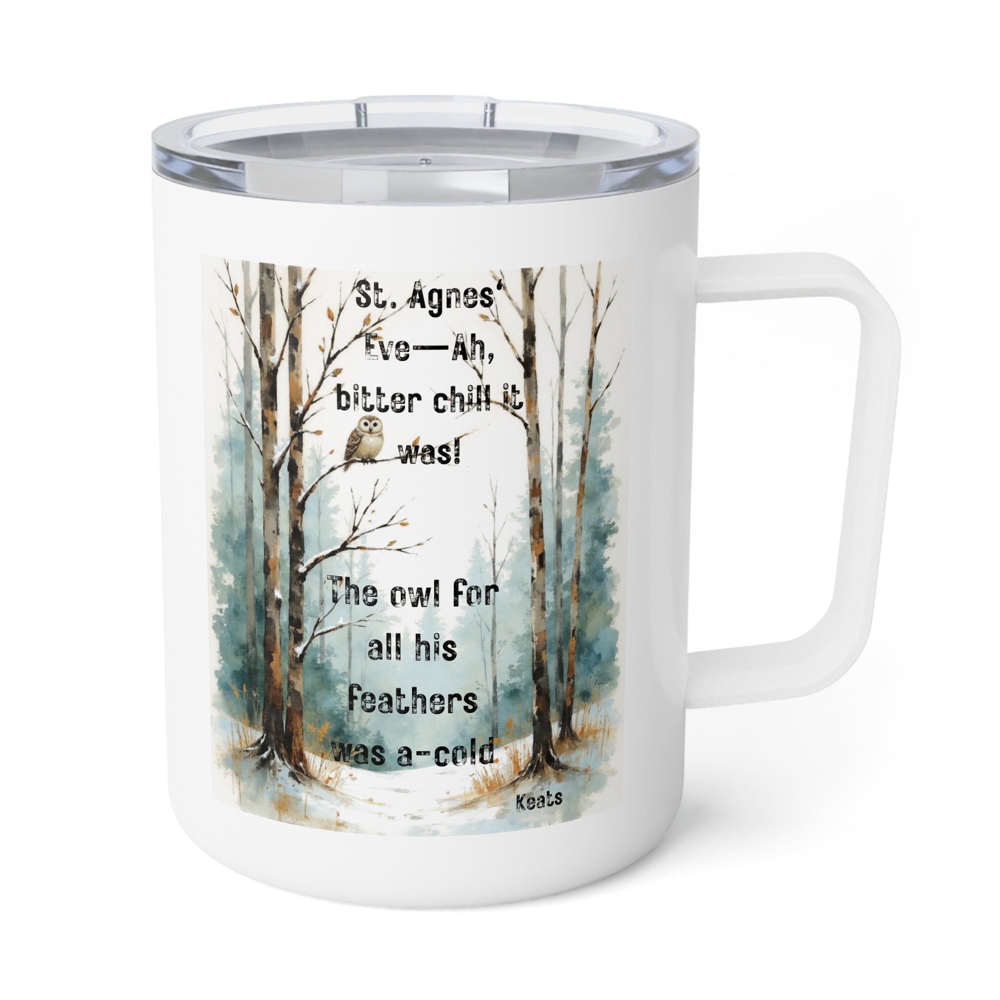 Mug- St Agnes Eve, Ah-Bitter Chill Owl in Snowy Woods Design