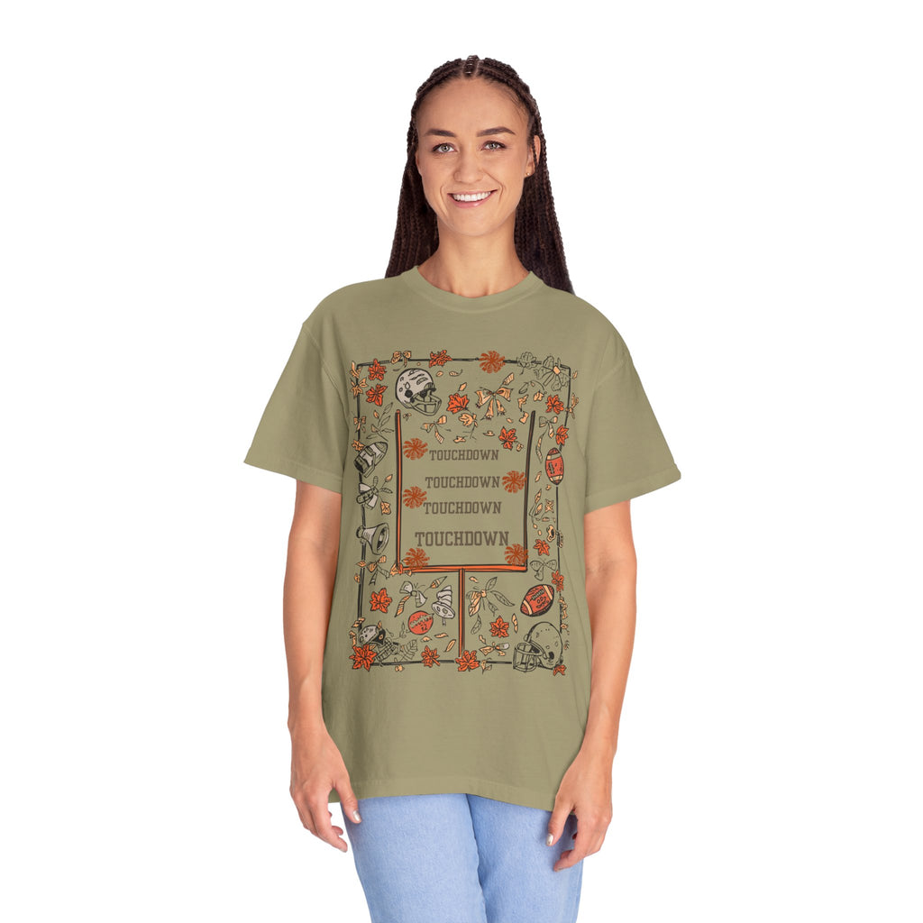 Football Season Graphic Tee, Unisex Garment-Dyed T-Shirt,  Fall Fashion, Holiday Apparel,