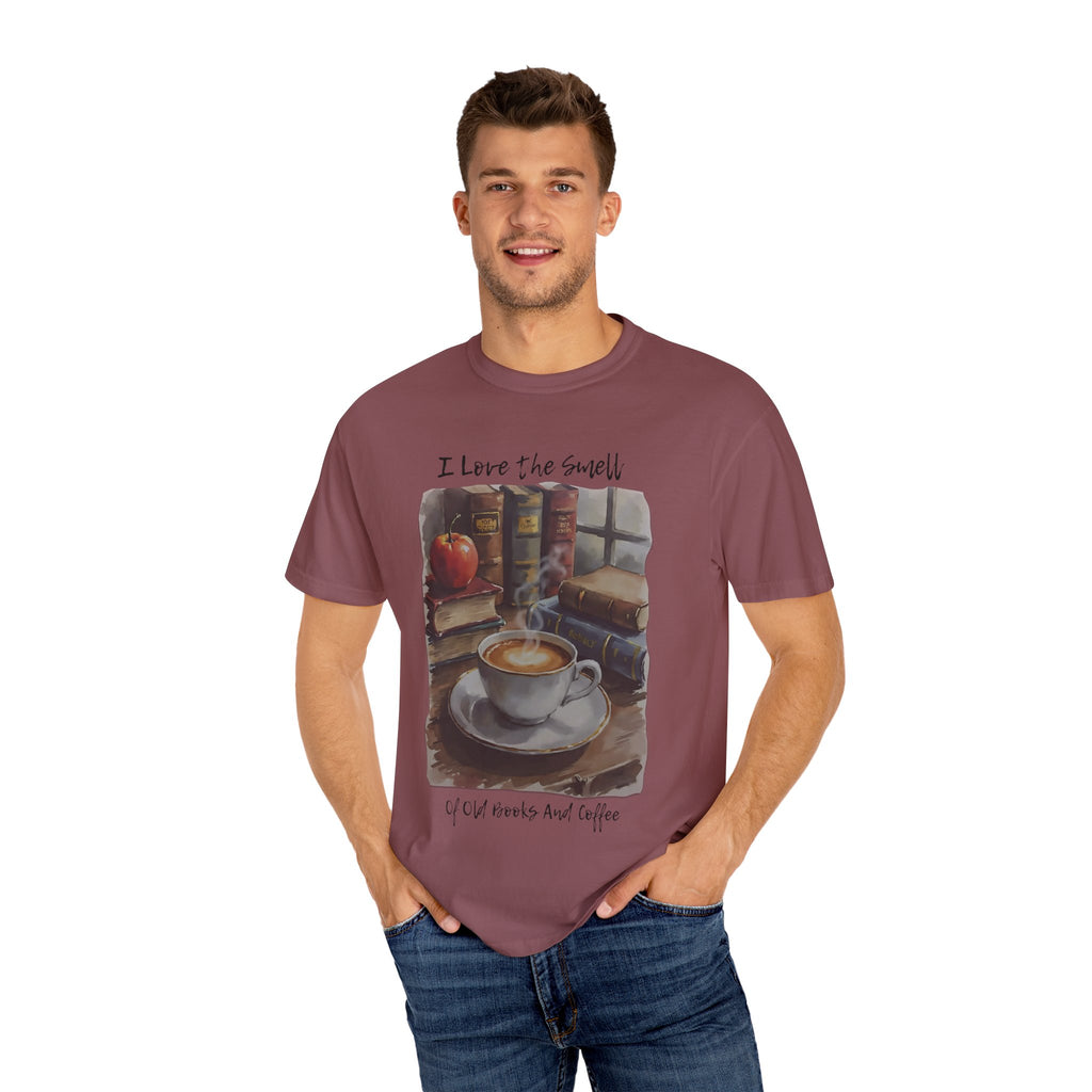 Book Lover T-Shirt - I Love the Smell of Old Books and Coffee