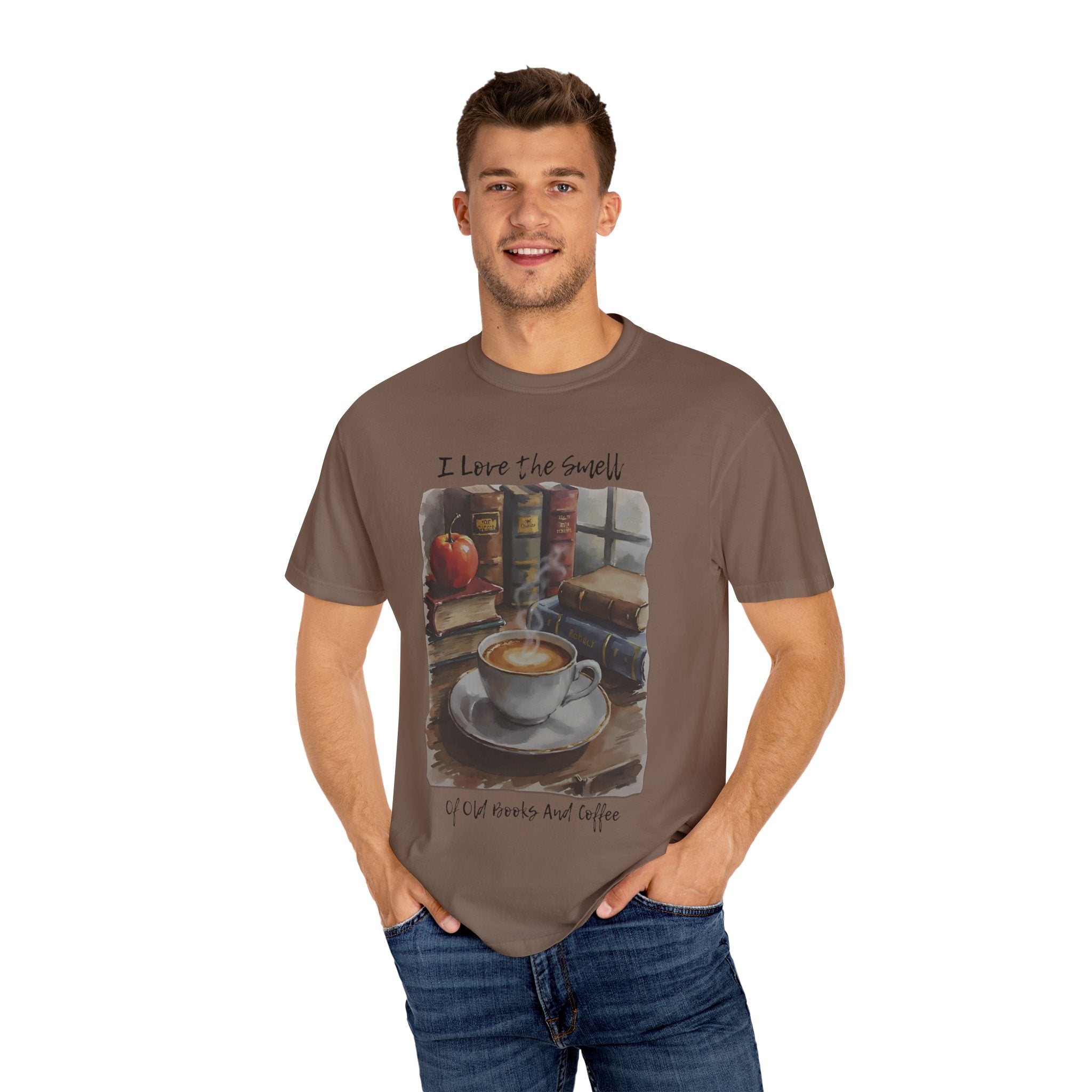 Book Lover T-Shirt - I Love the Smell of Old Books and Coffee