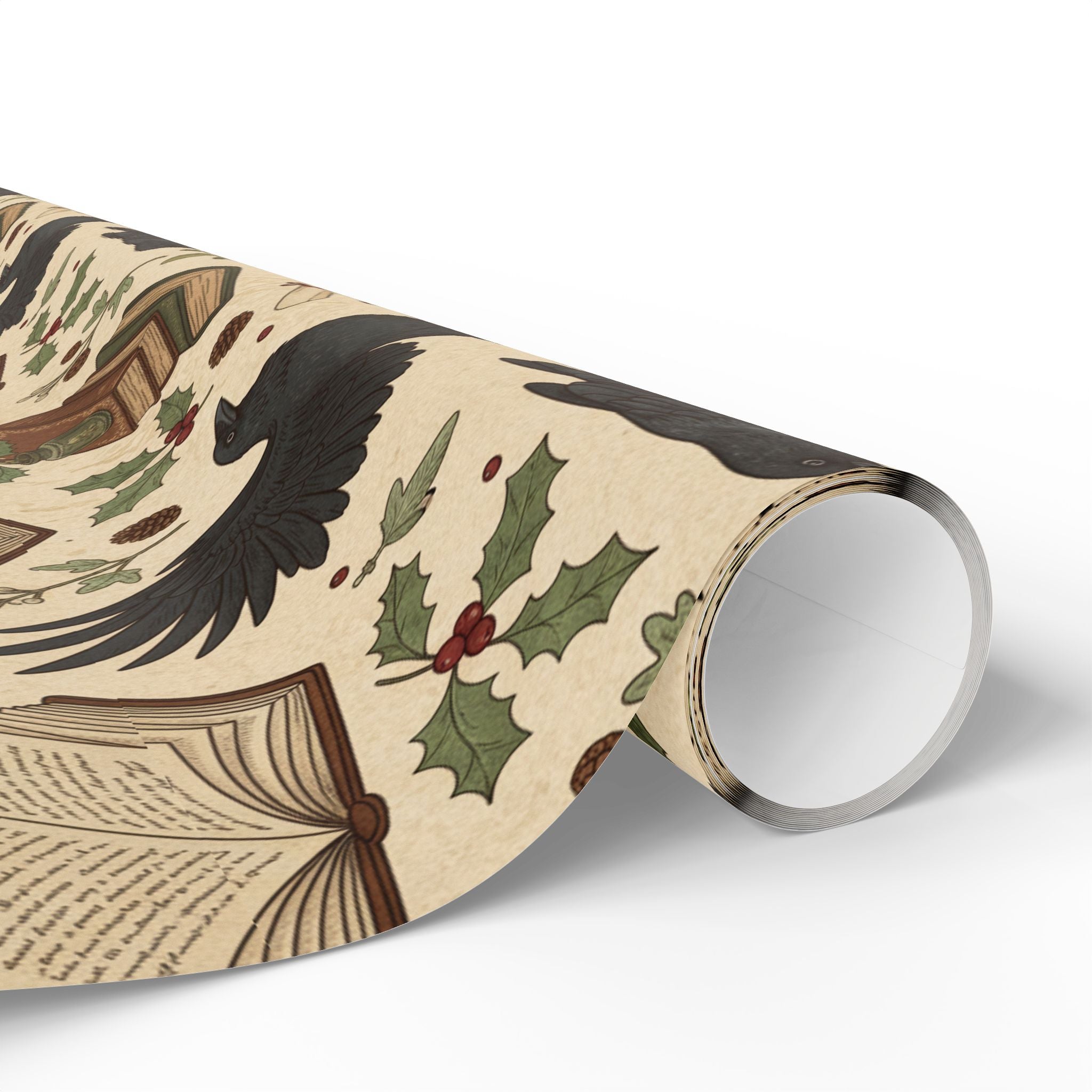 Bookish Raven Wrapping Paper — Literary Holiday Gift Wrap-Dark Academia
