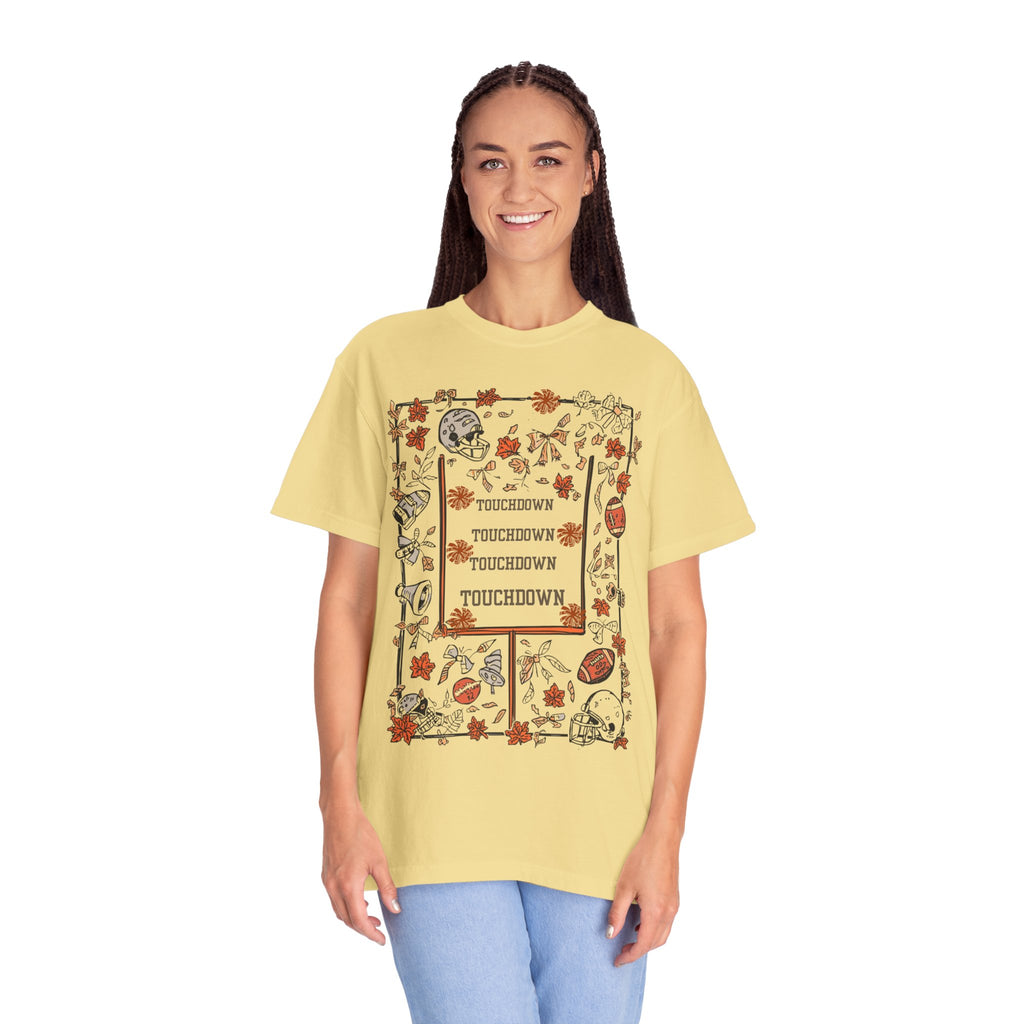 Football Season Graphic Tee, Unisex Garment-Dyed T-Shirt,  Fall Fashion, Holiday Apparel,