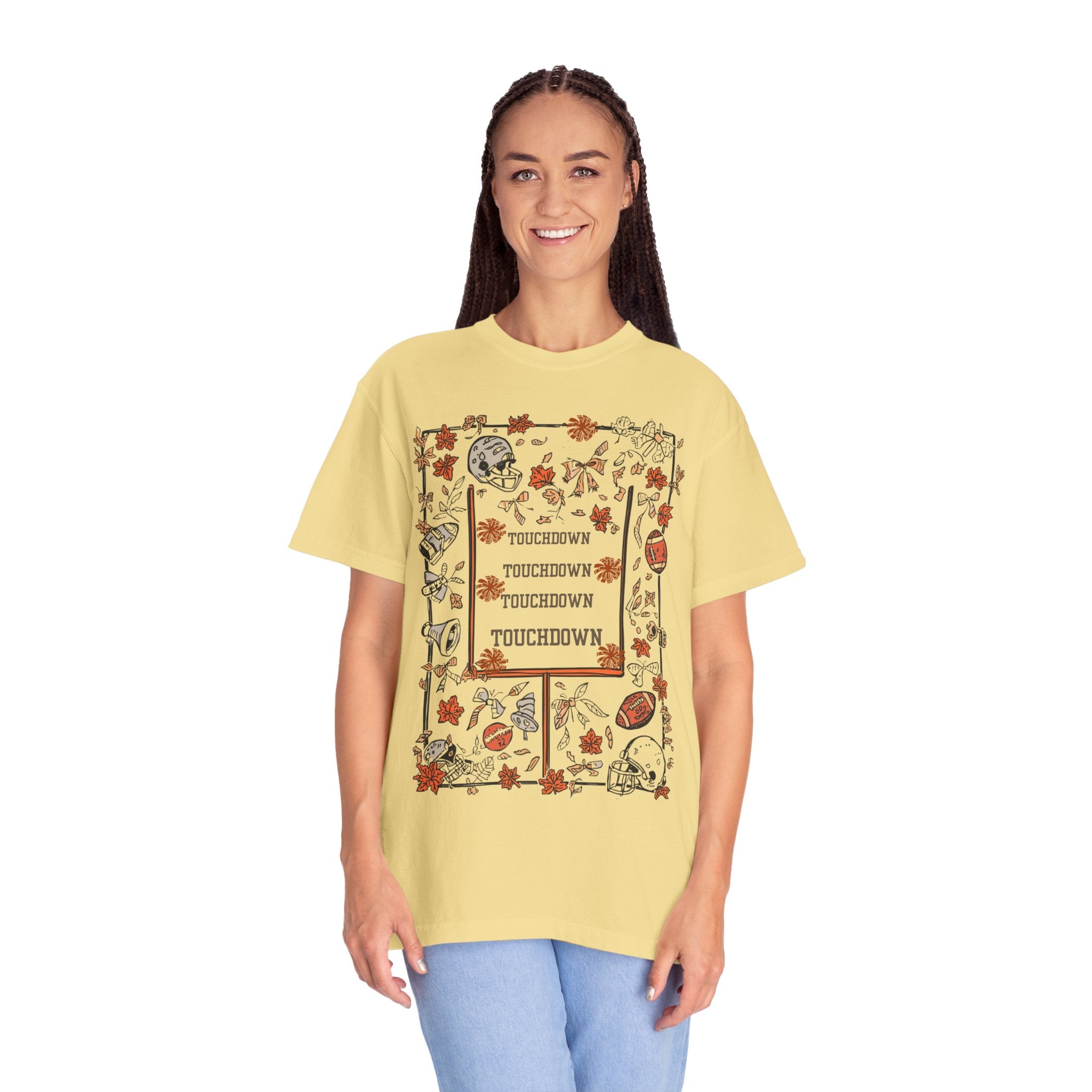 Football Season Graphic Tee, Unisex Garment-Dyed T-Shirt,  Fall Fashion, Holiday Apparel,