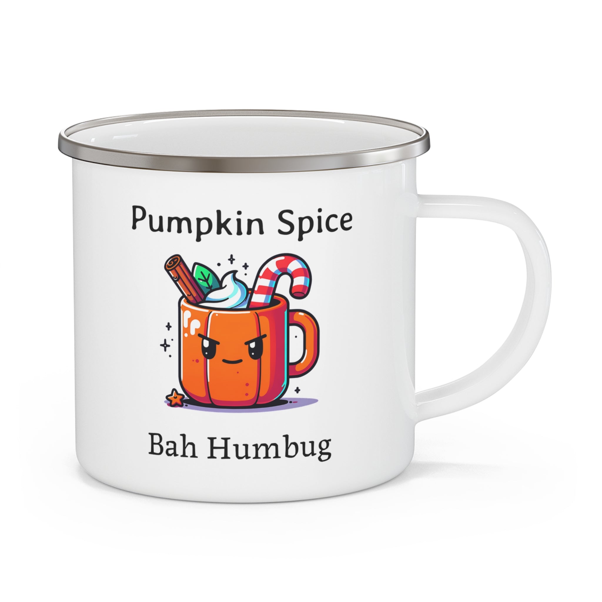 Halloween Enamel Mug - Pumpkin Spice Bah Humbug Design