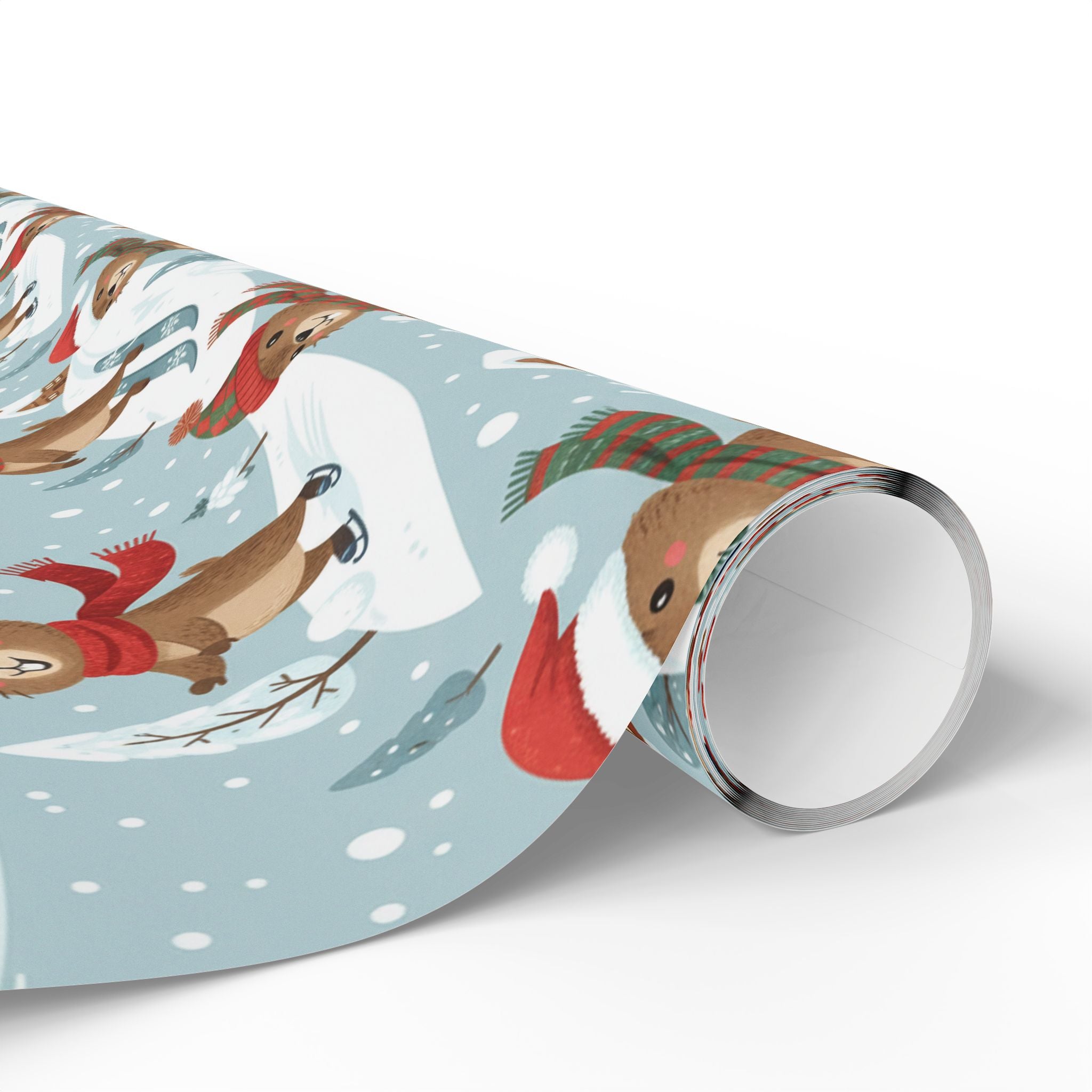 Christmas Groundhog Skiing Wrapping Paper — Cute Winter Holiday Gift Wrap