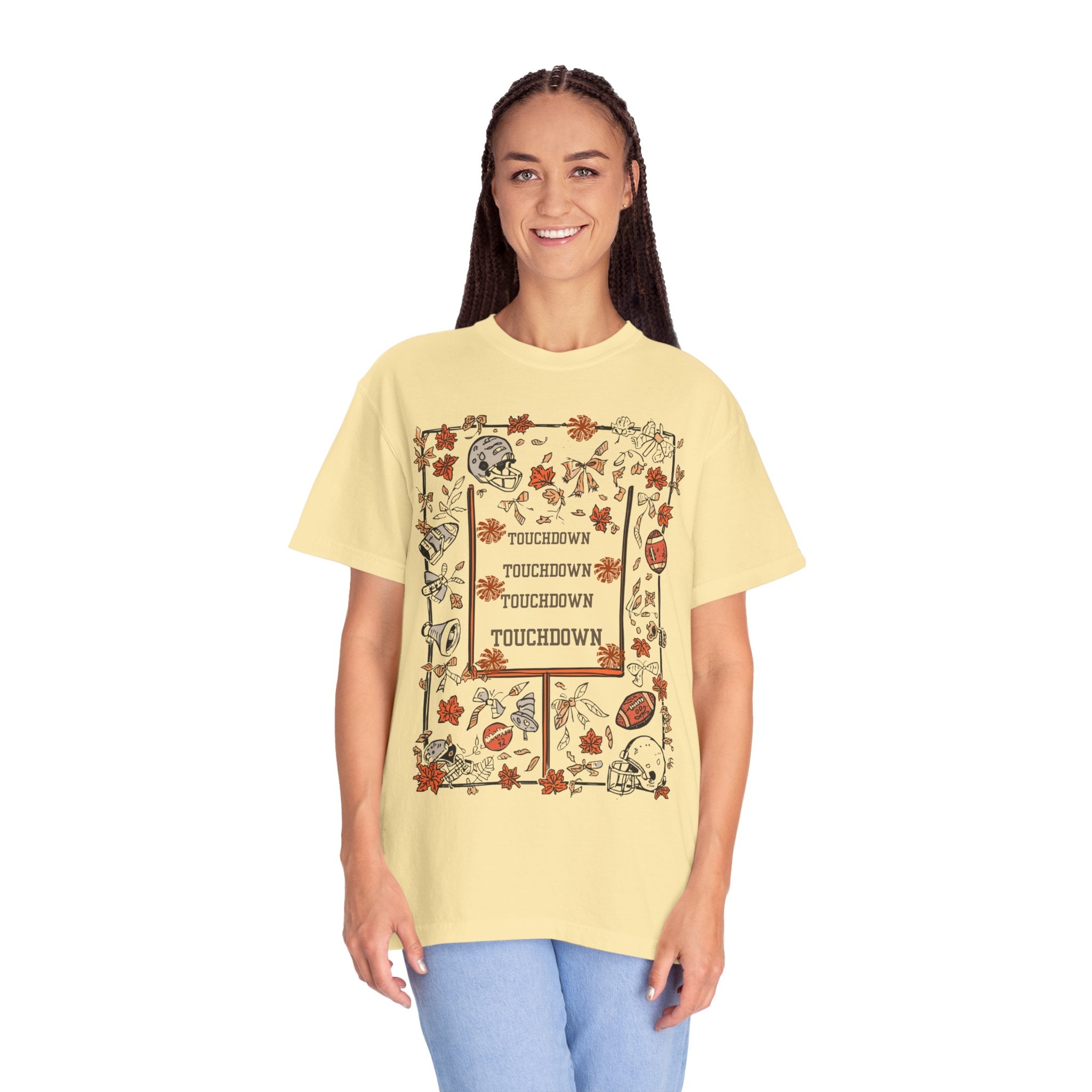 Football Season Graphic Tee, Unisex Garment-Dyed T-Shirt,  Fall Fashion, Holiday Apparel,