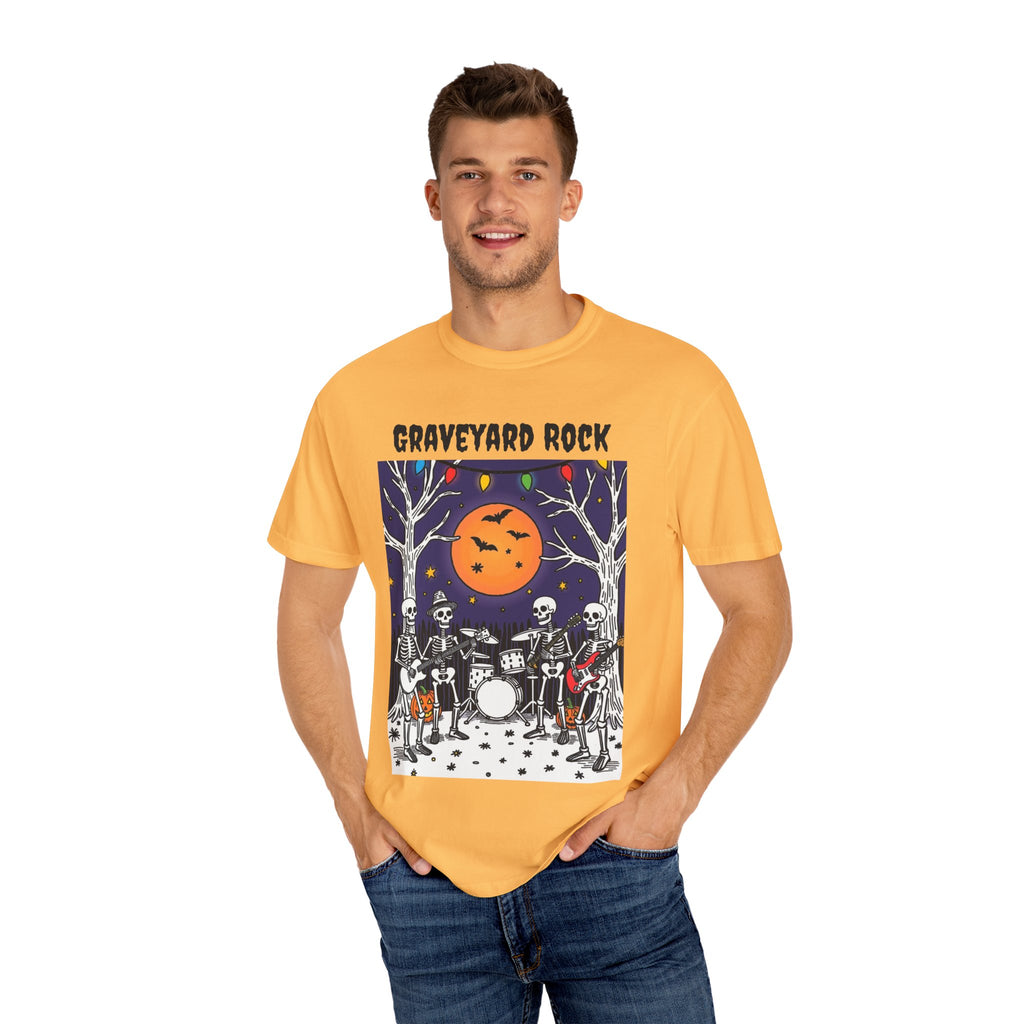 Halloween Graphic Tee, Skeleton Band, Graveyard Rock, Spooky Shirt, Halloween Costume, Fall Fashion, Holiday Apparel