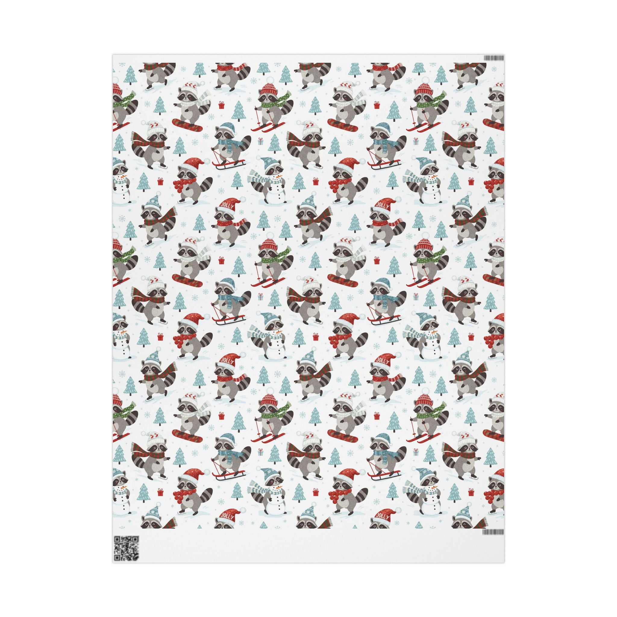 Cute Raccoon Holiday Wrapping Paper — Winter Snowforest Gift Wrap