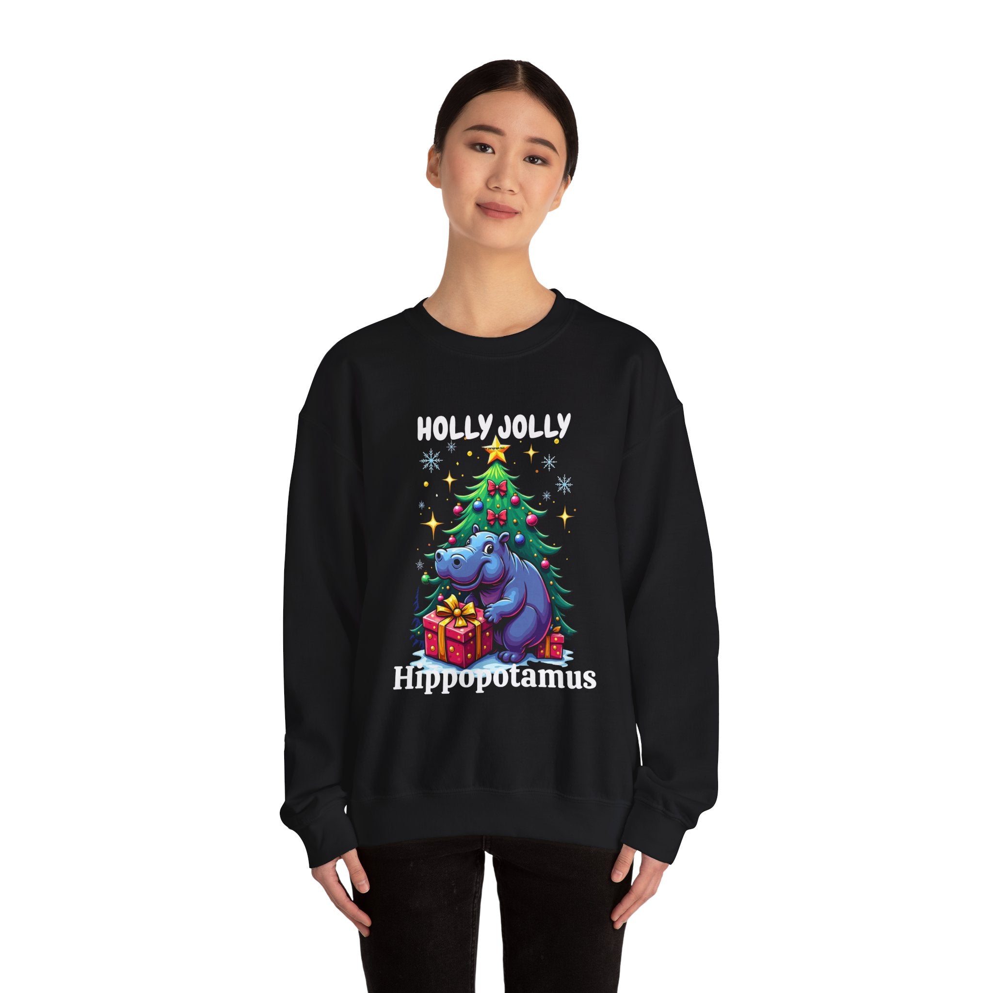 Holly Jolly Hippopotamus Christmas Sweatshirt