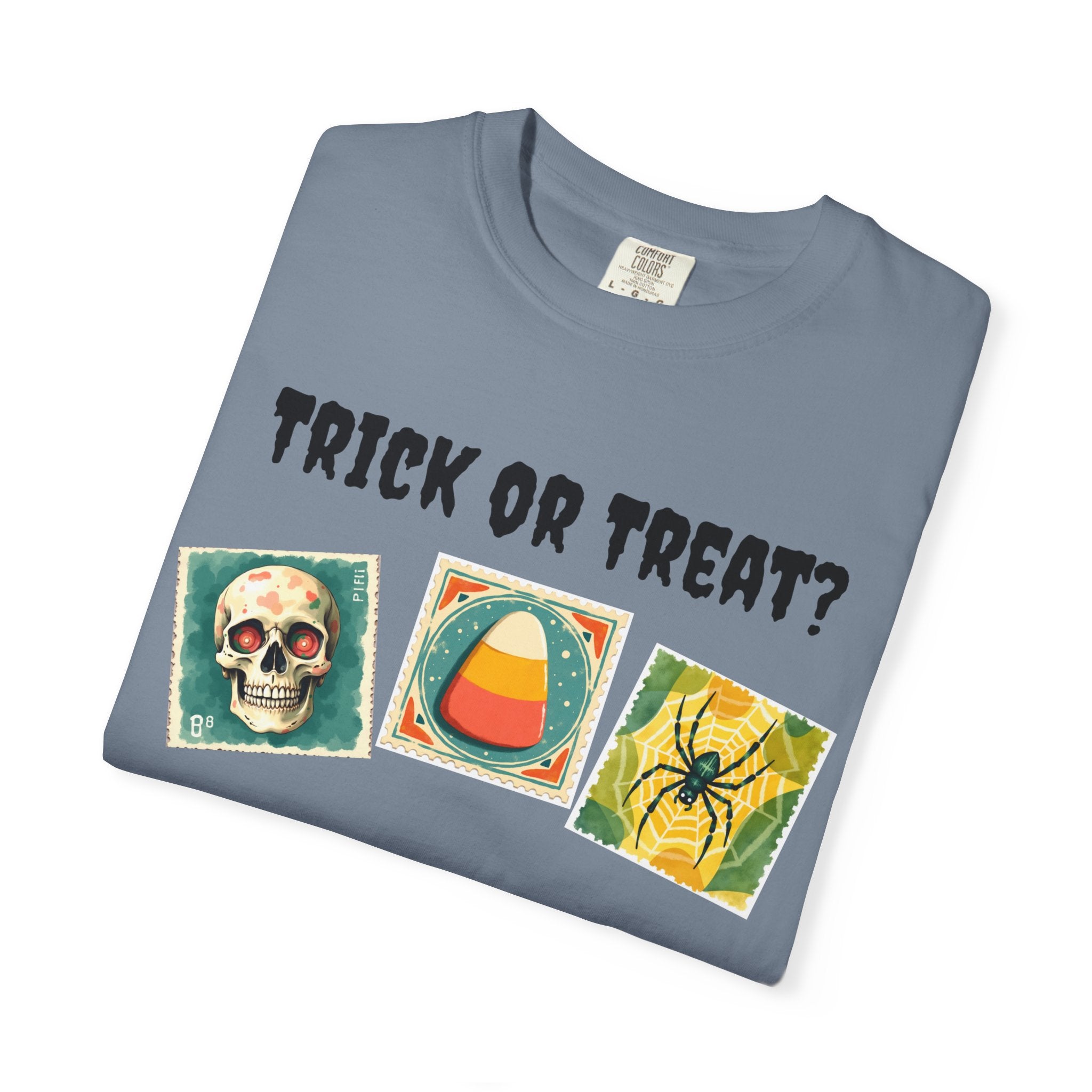 Trick or Treat-That is The Question. Skull, candy corn, and Spider