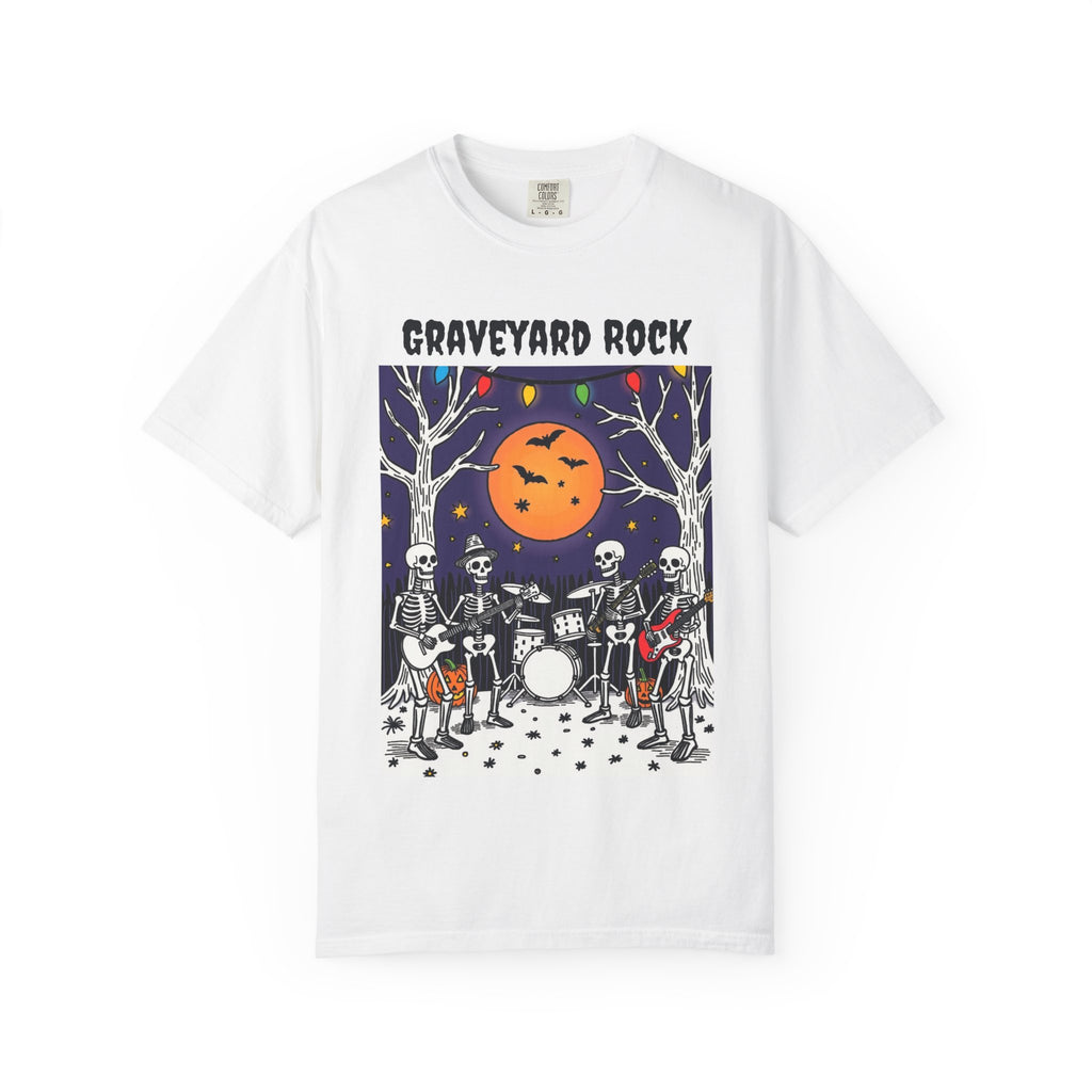 Halloween Graphic Tee, Skeleton Band, Graveyard Rock, Spooky Shirt, Halloween Costume, Fall Fashion, Holiday Apparel