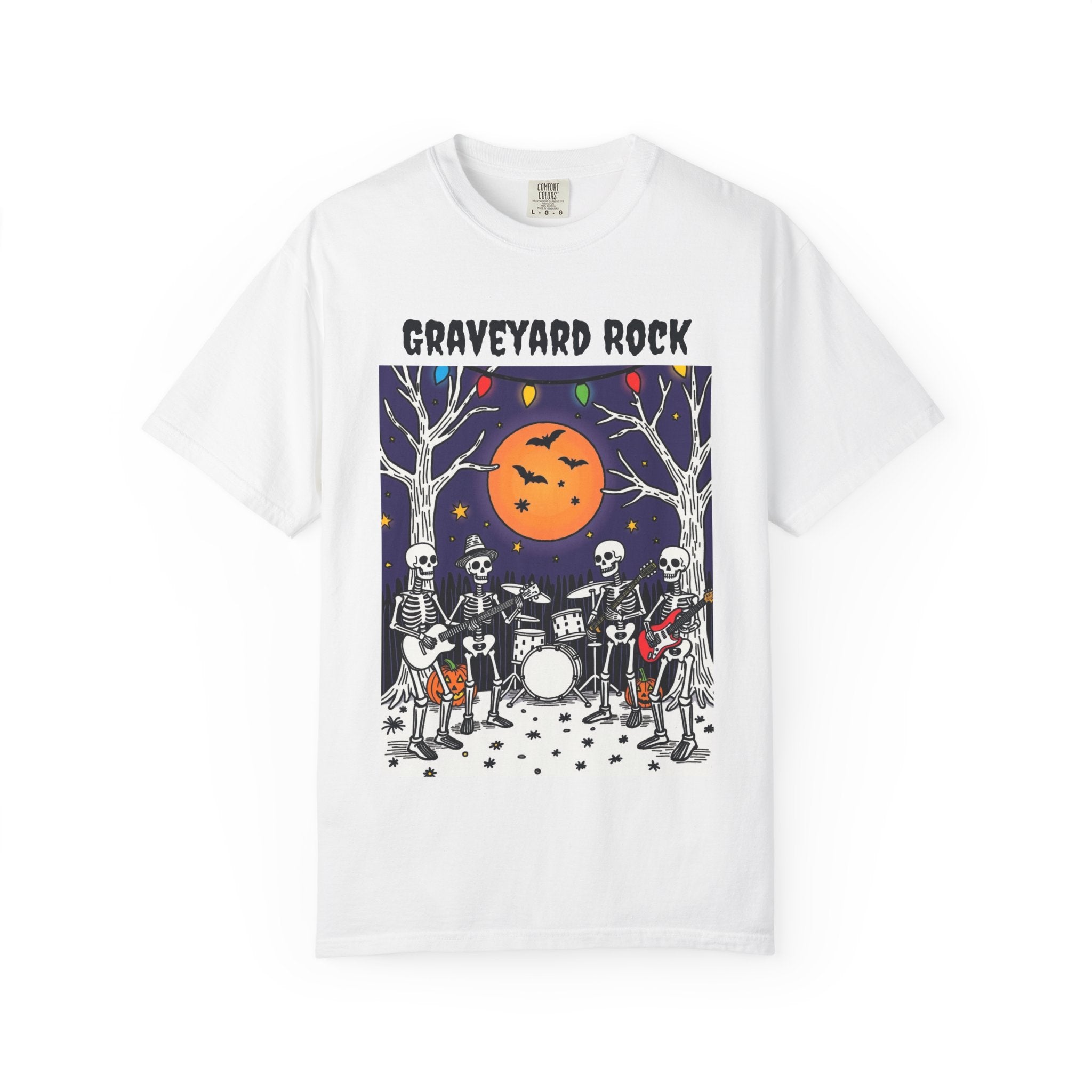Halloween Graphic Tee, Skeleton Band, Graveyard Rock, Spooky Shirt, Halloween Costume, Fall Fashion, Holiday Apparel
