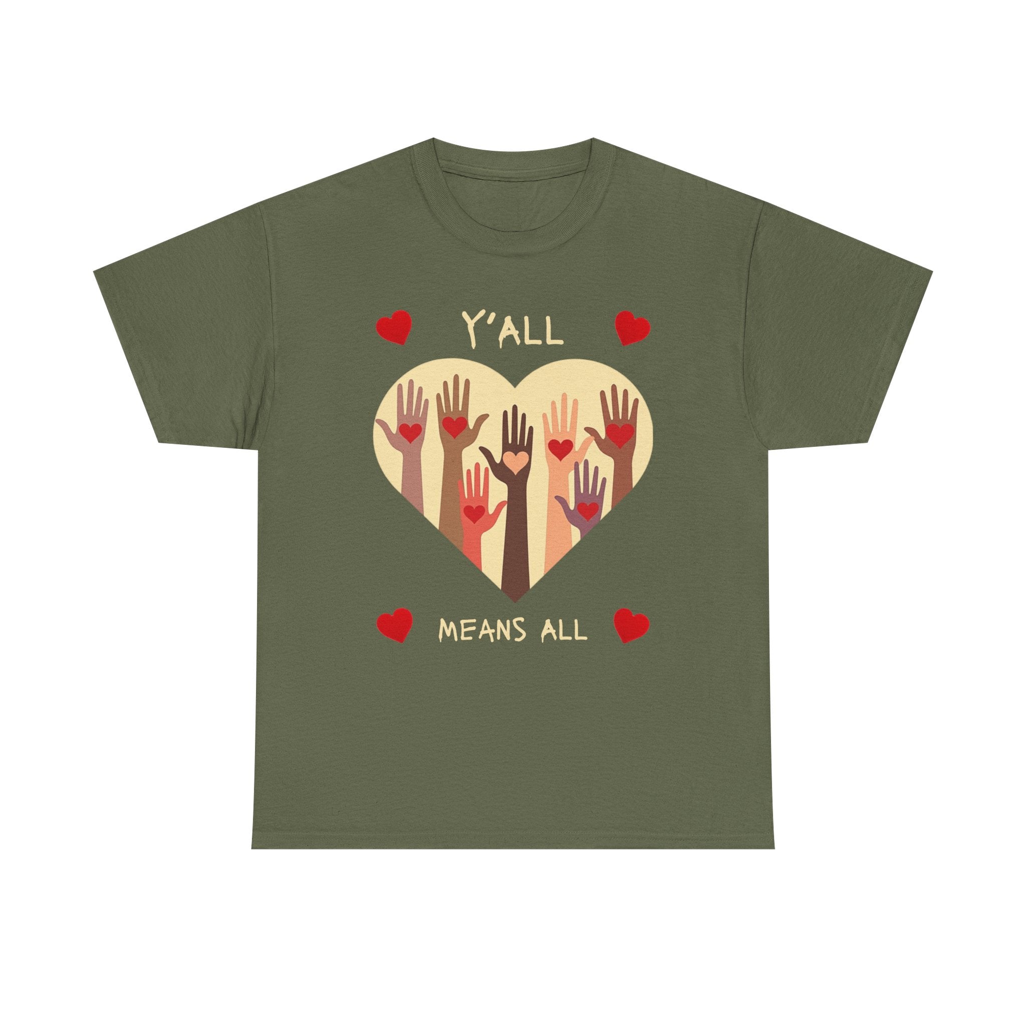 Inclusive Love Unisex Tee - Y'all Means All. Gift for Friends, Equality Apparel, Everyday Casual Wear