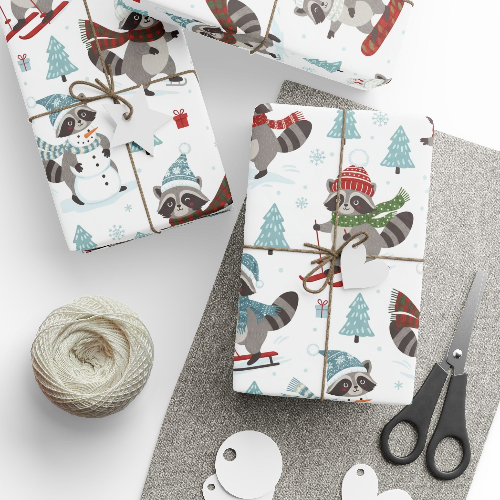 Cute Raccoon Holiday Wrapping Paper — Winter Snowforest Gift Wrap