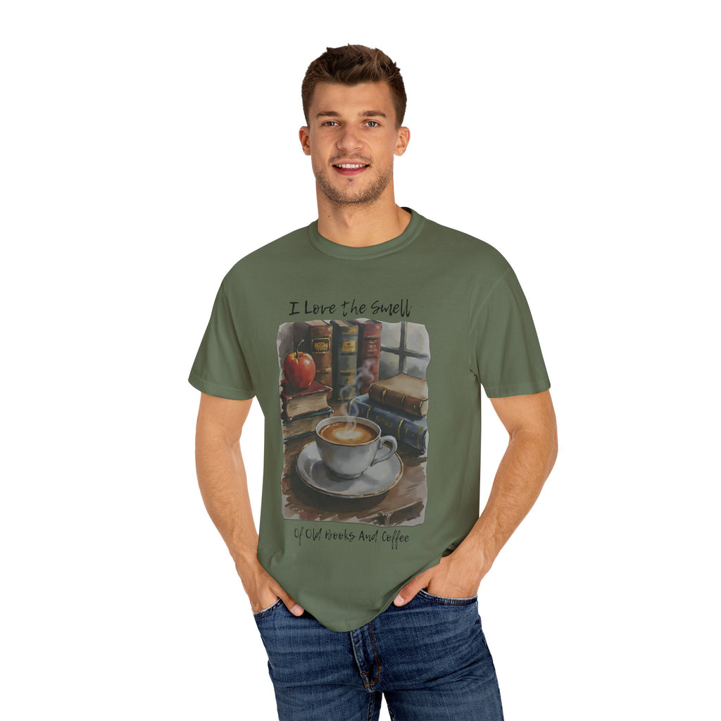 Book Lover T-Shirt - I Love the Smell of Old Books and Coffee