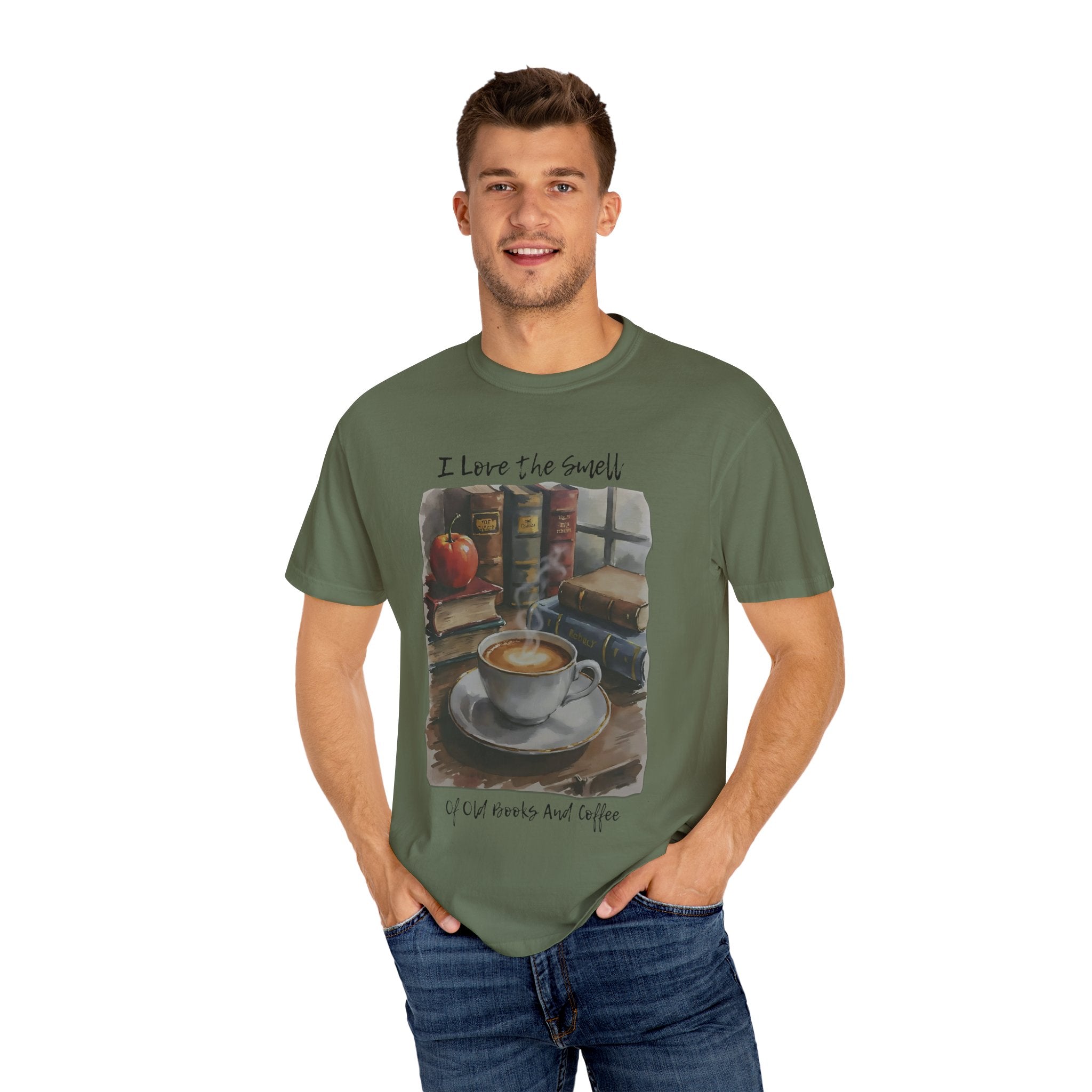Book Lover T-Shirt - I Love the Smell of Old Books and Coffee