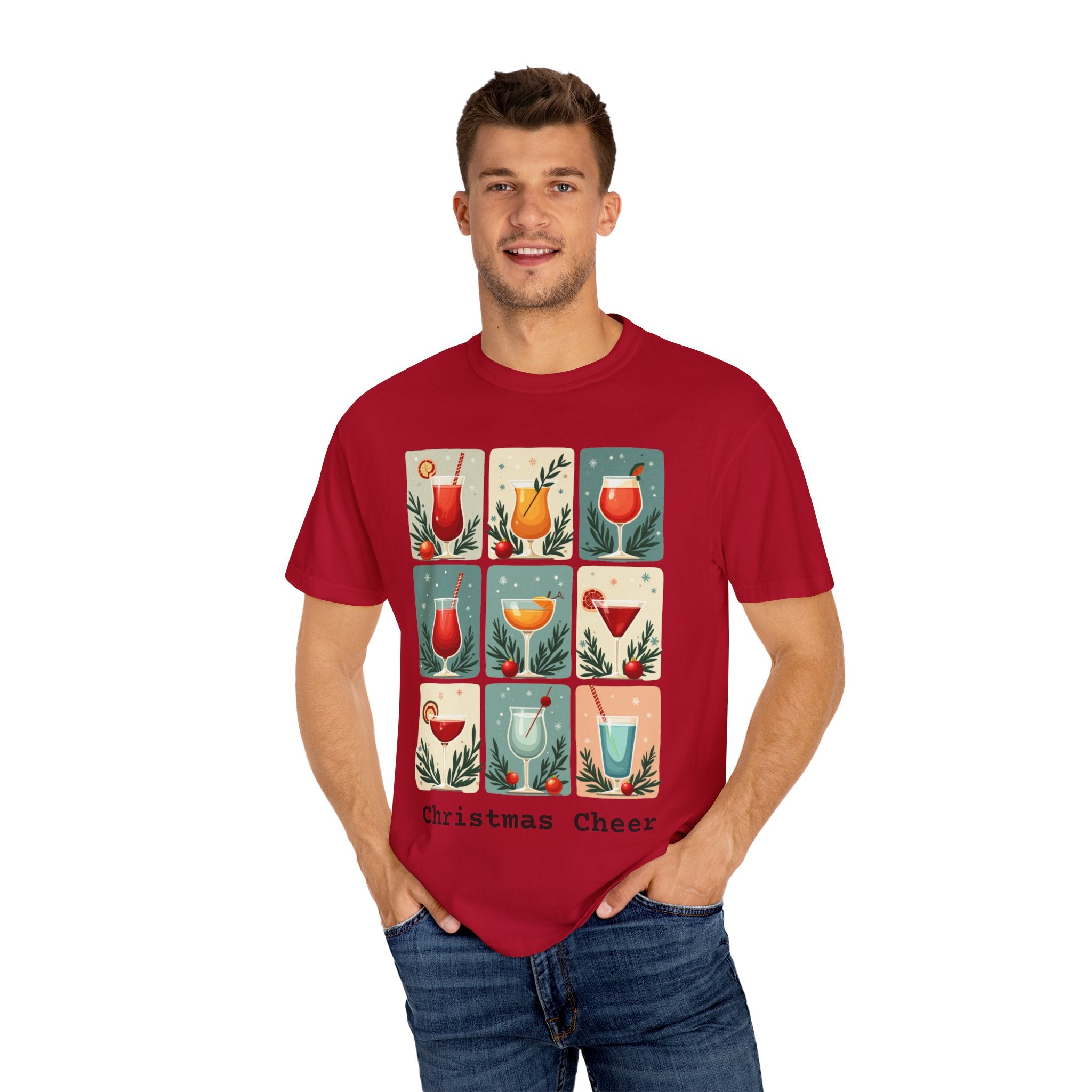 Mid Century Modern Christmas Cheer Unisex T-shirt - Cocktails