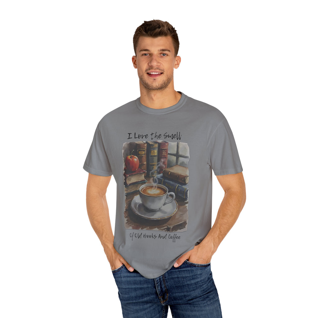 Book Lover T-Shirt - I Love the Smell of Old Books and Coffee