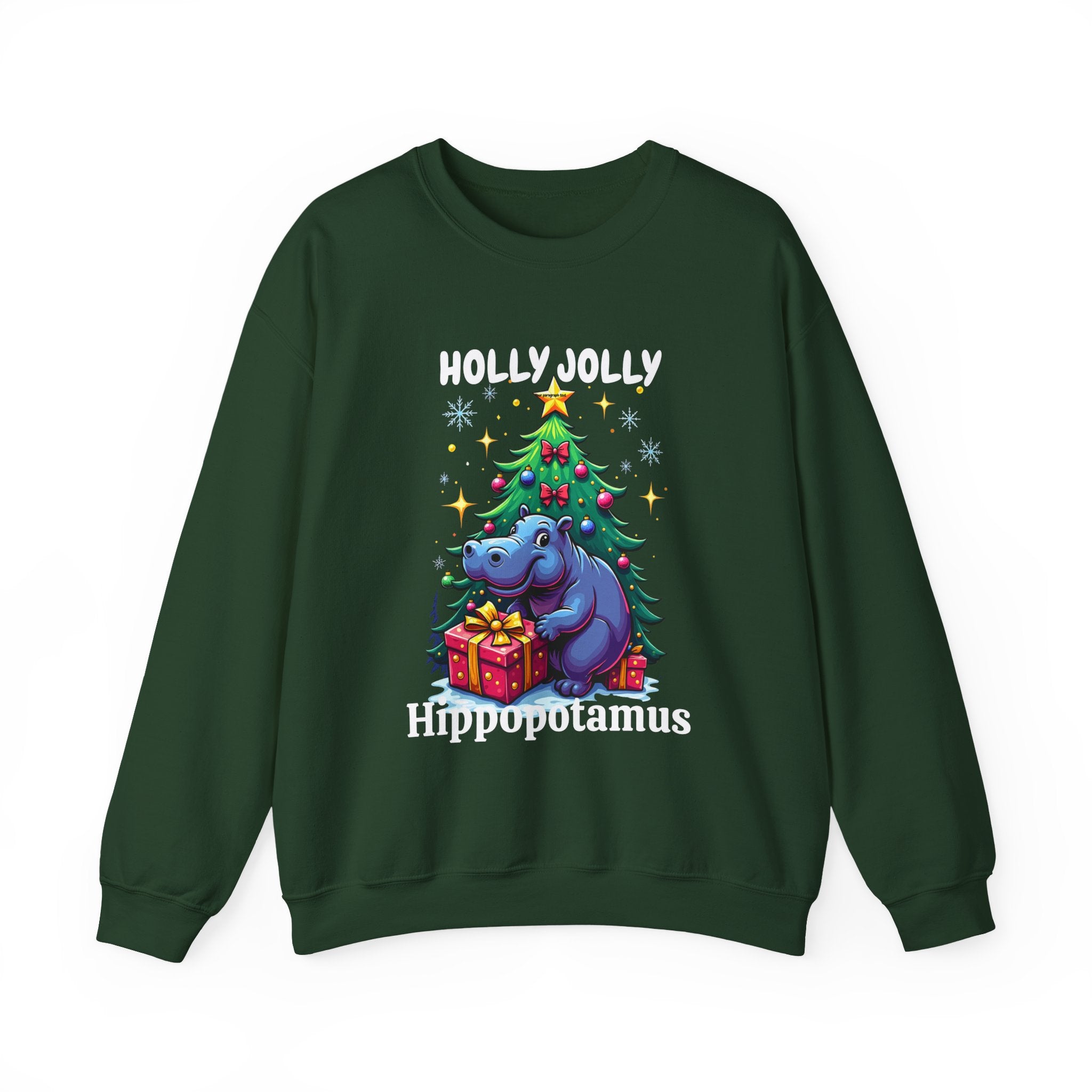 Holly Jolly Hippopotamus Christmas Sweatshirt