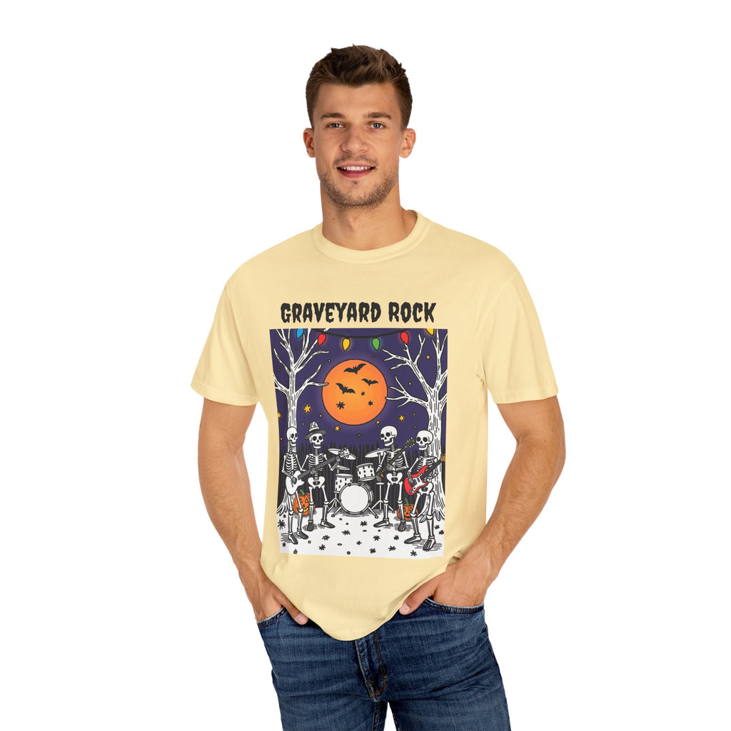 Halloween Graphic Tee, Skeleton Band, Graveyard Rock, Spooky Shirt, Halloween Costume, Fall Fashion, Holiday Apparel