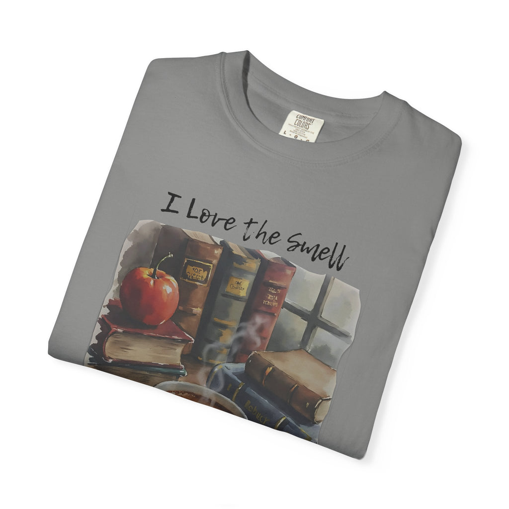 Book Lover T-Shirt - I Love the Smell of Old Books and Coffee