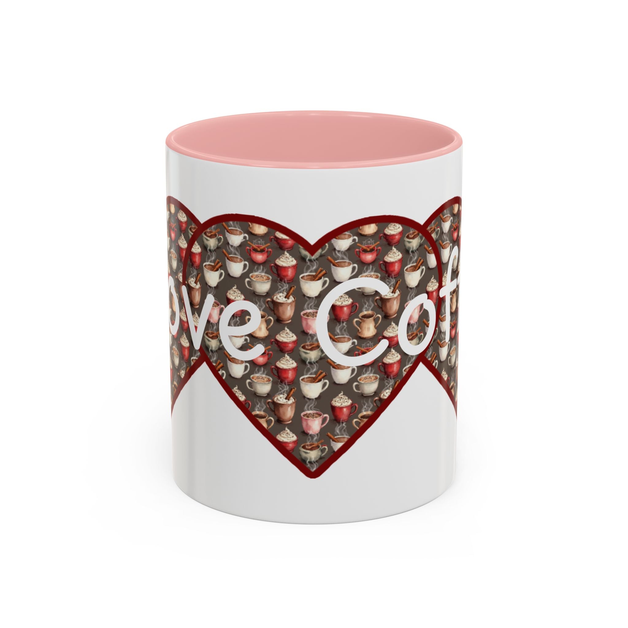 Coffee Mug - Cute Christmas Hearts with I Love Coffee