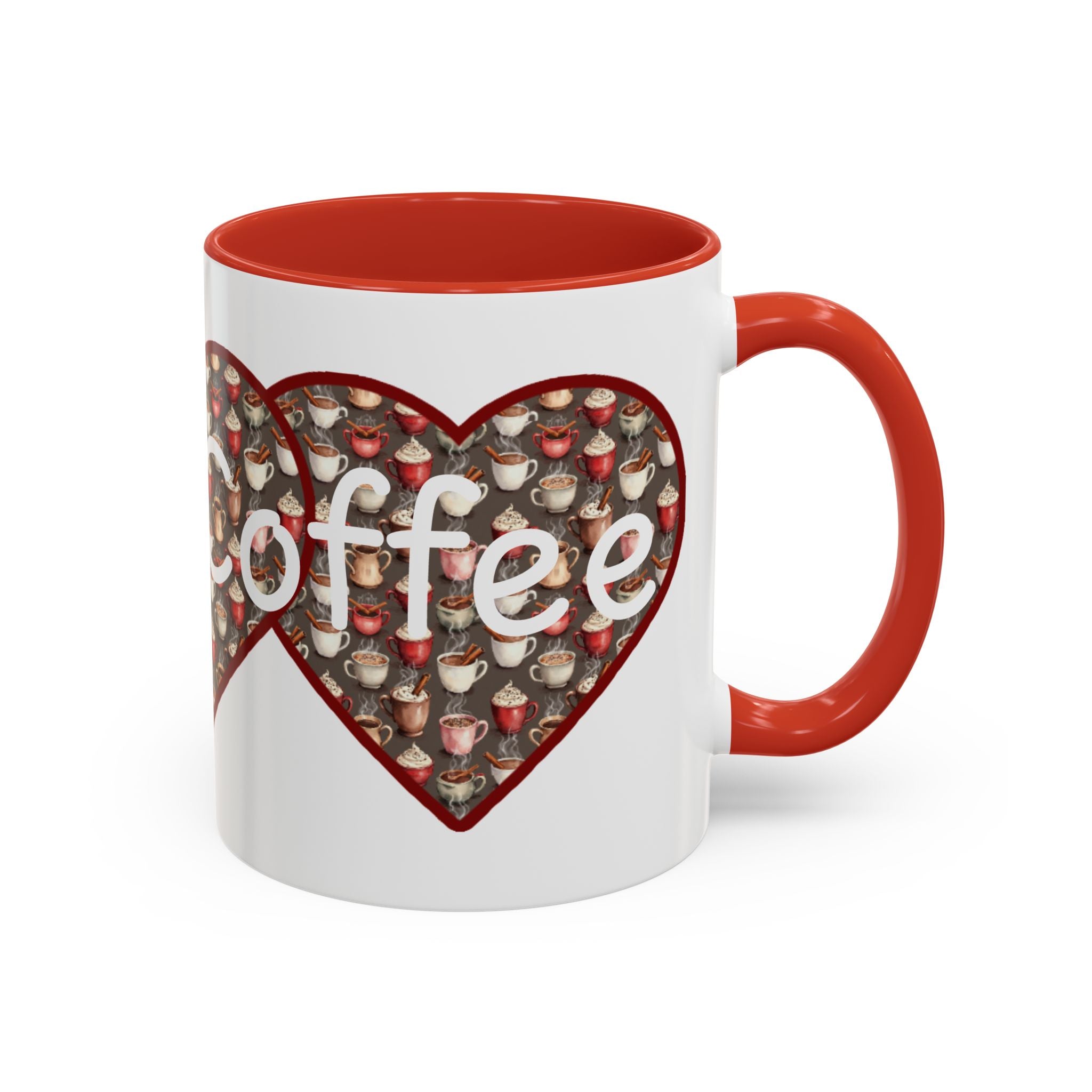 Coffee Mug - Cute Christmas Hearts with I Love Coffee
