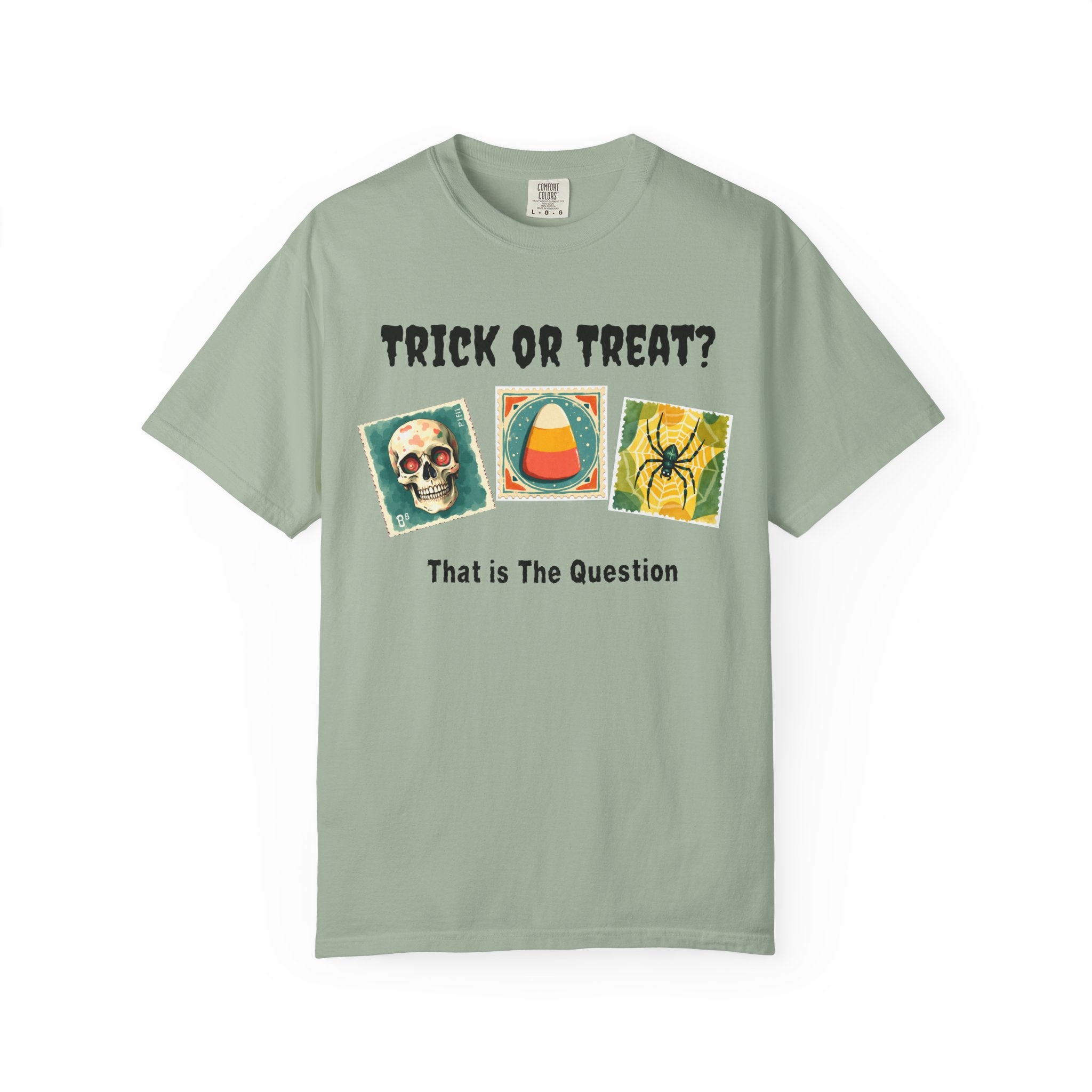 Trick or Treat-That is The Question. Skull, candy corn, and Spider