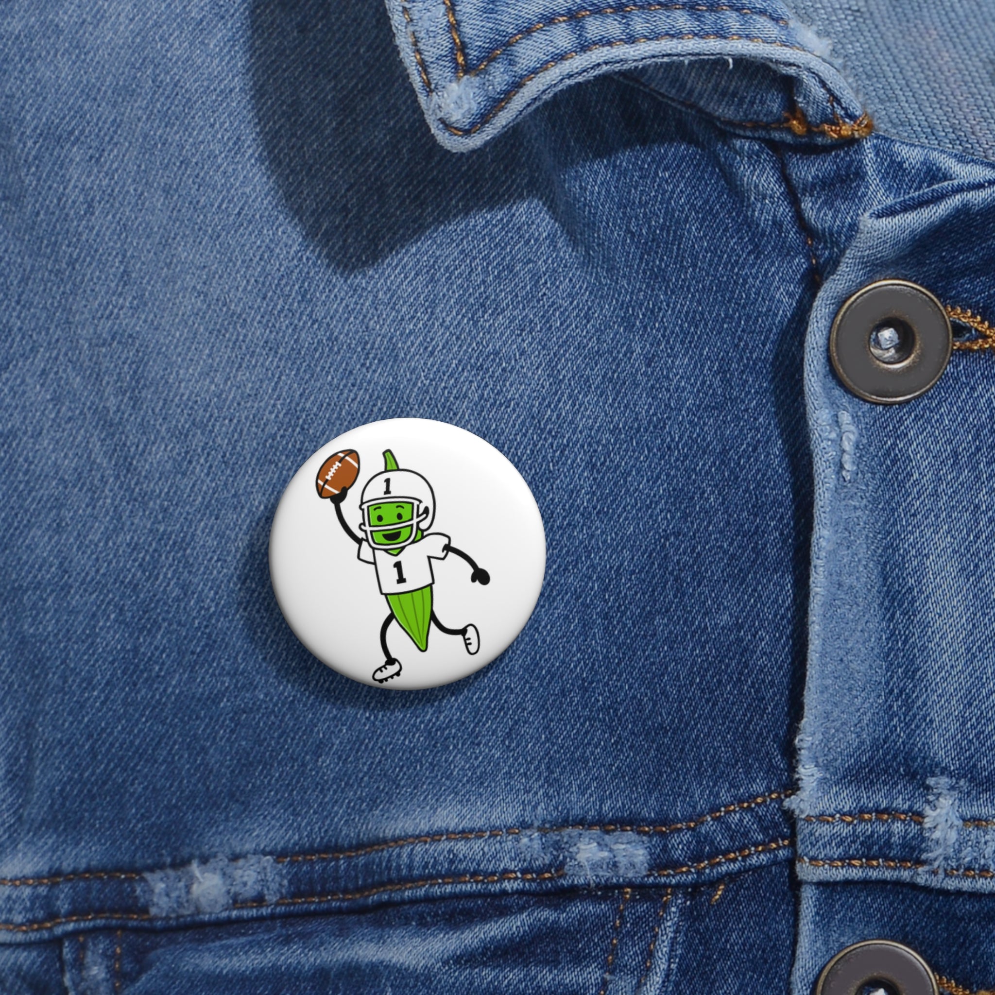 Pin Button - Okra Playing Football