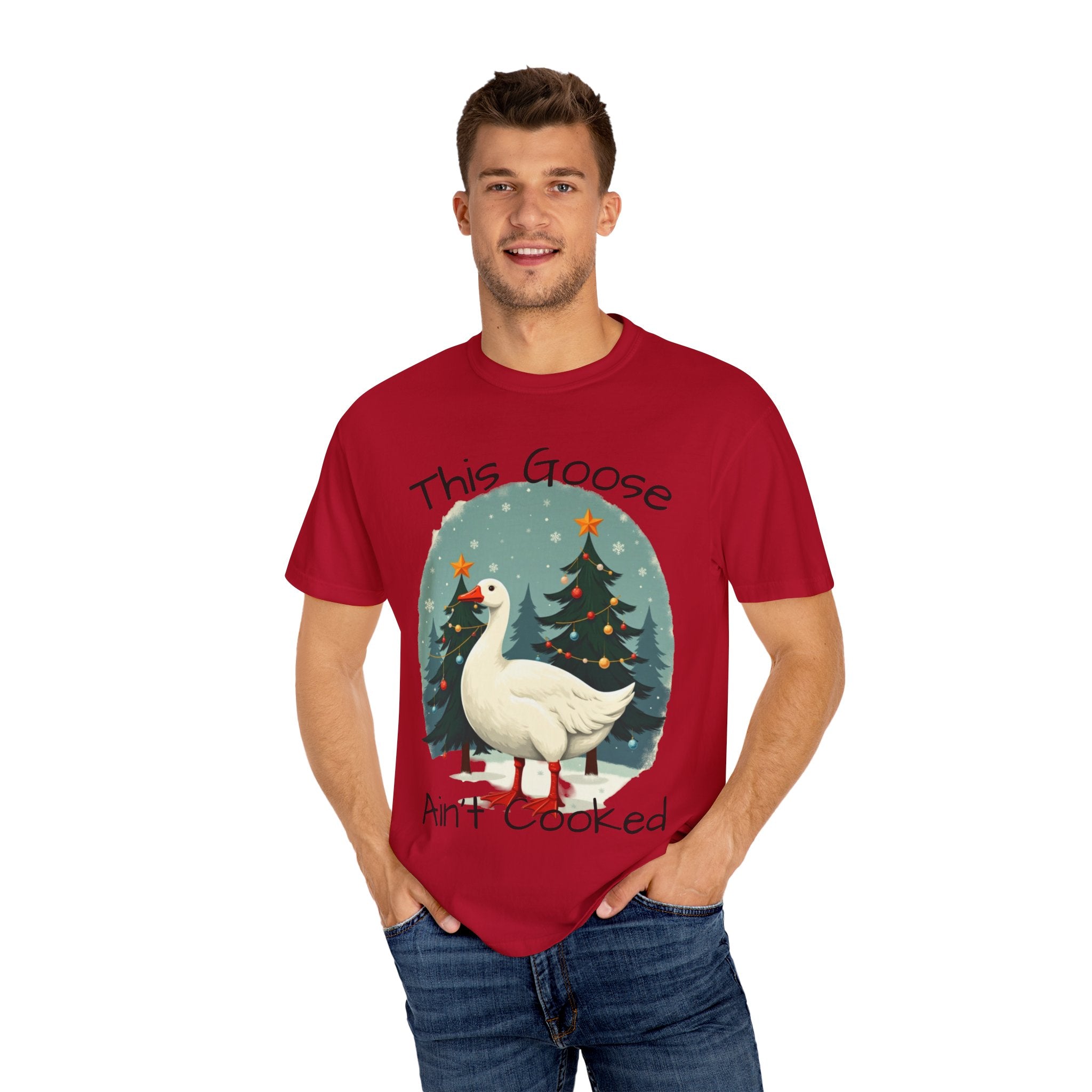 Christmas Goose Unisex T-shirt - Aint Cooked Funny Holiday Christmas Design