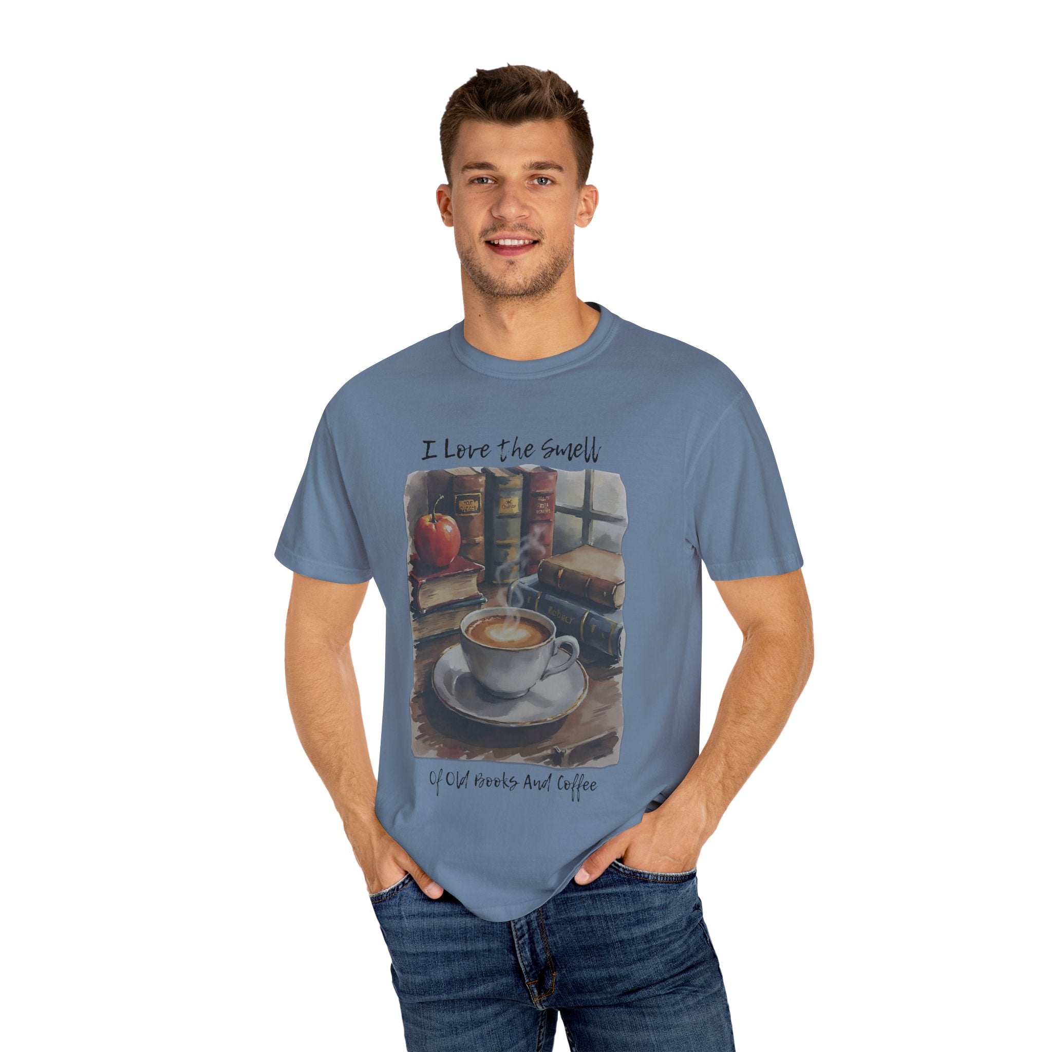 Book Lover T-Shirt - I Love the Smell of Old Books and Coffee