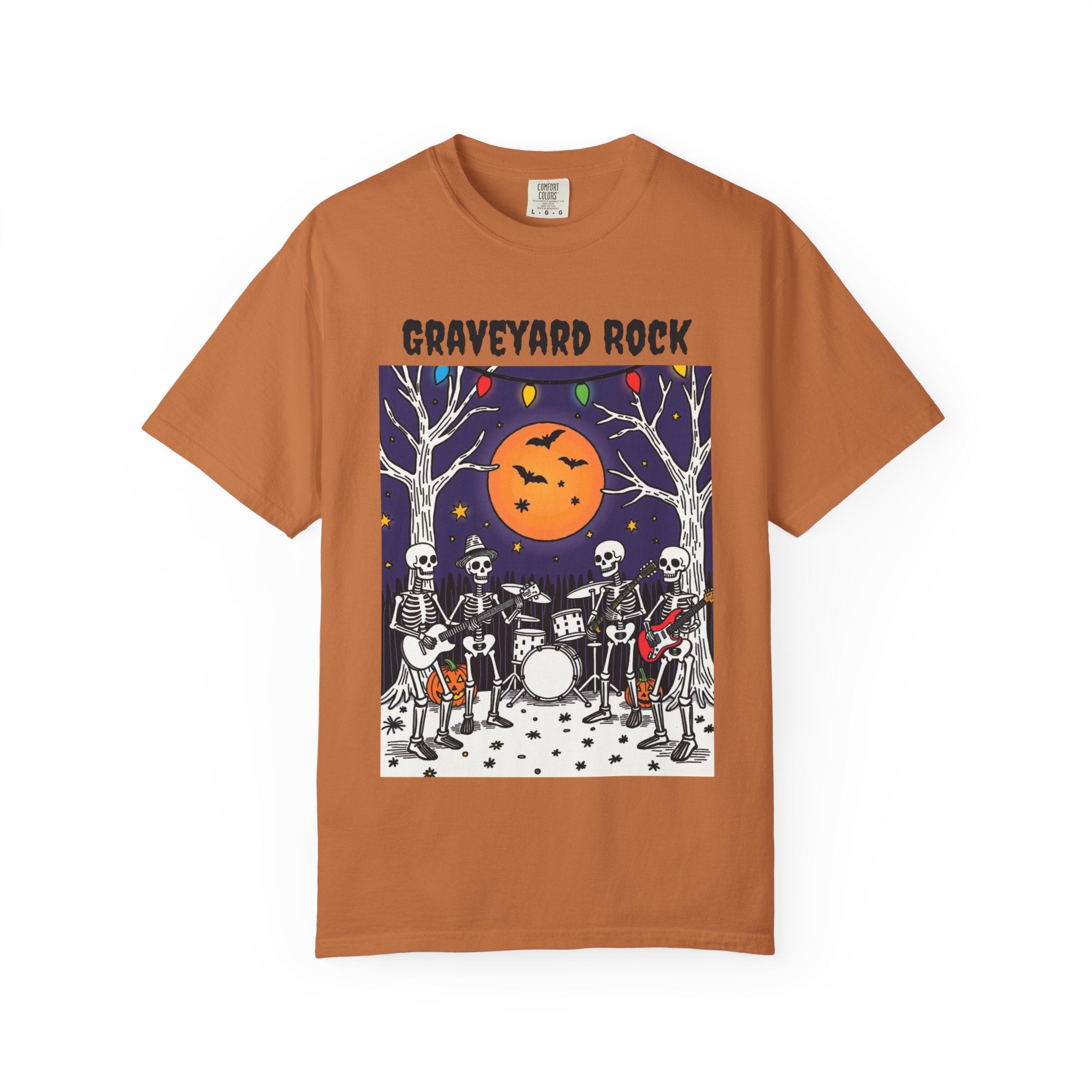 Halloween Graphic Tee, Skeleton Band, Graveyard Rock, Spooky Shirt, Halloween Costume, Fall Fashion, Holiday Apparel