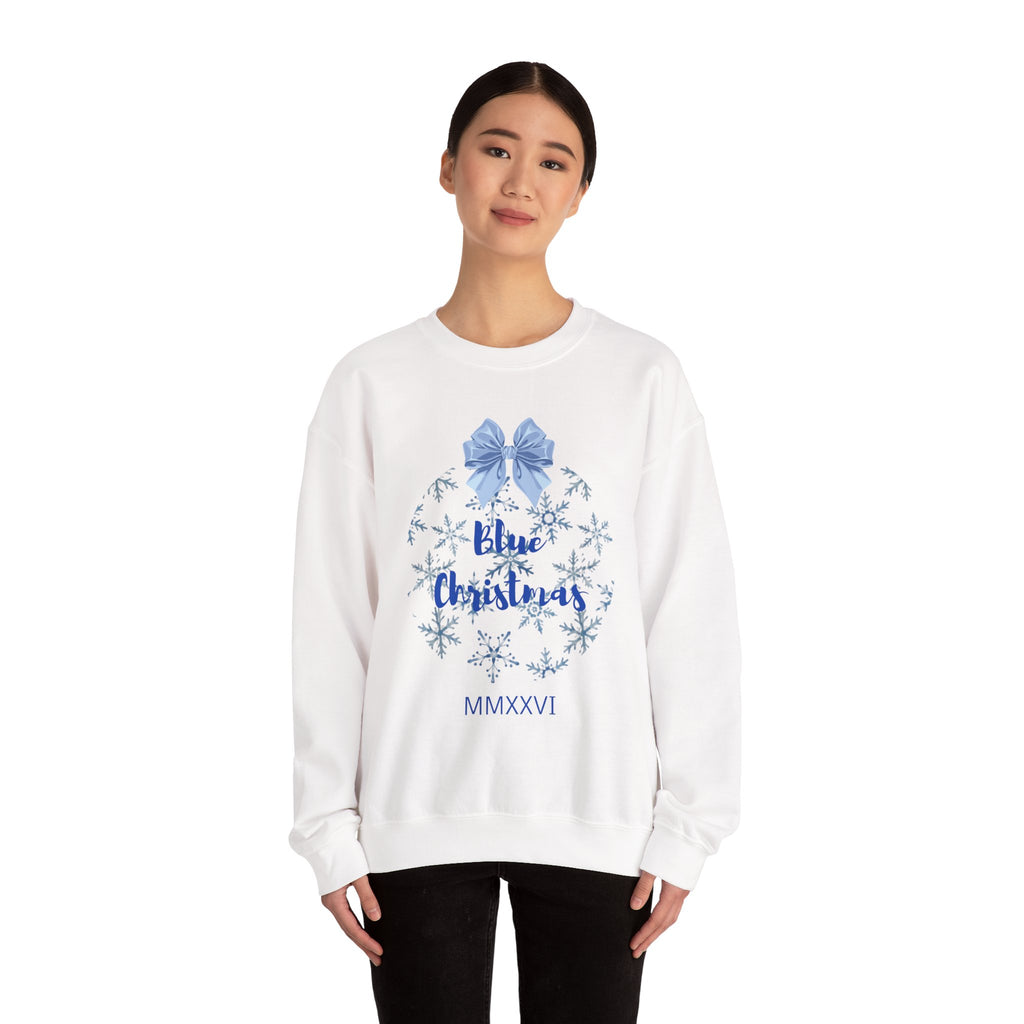 Blue Christmas Sweatshirt – Snowflake Ornament with Bow (MMXXVI)