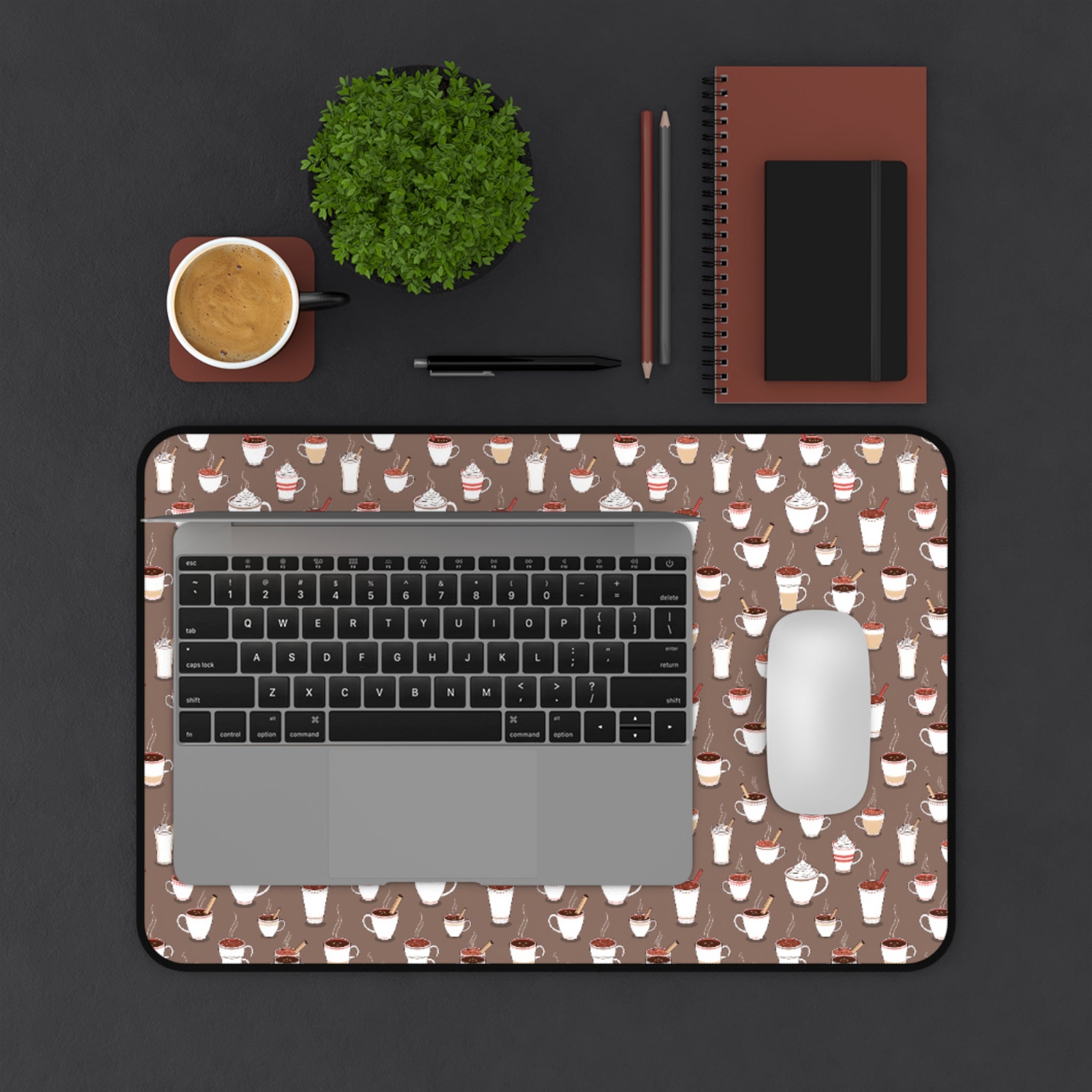 Desk Mat - Cute Coffee Mugs Pattern