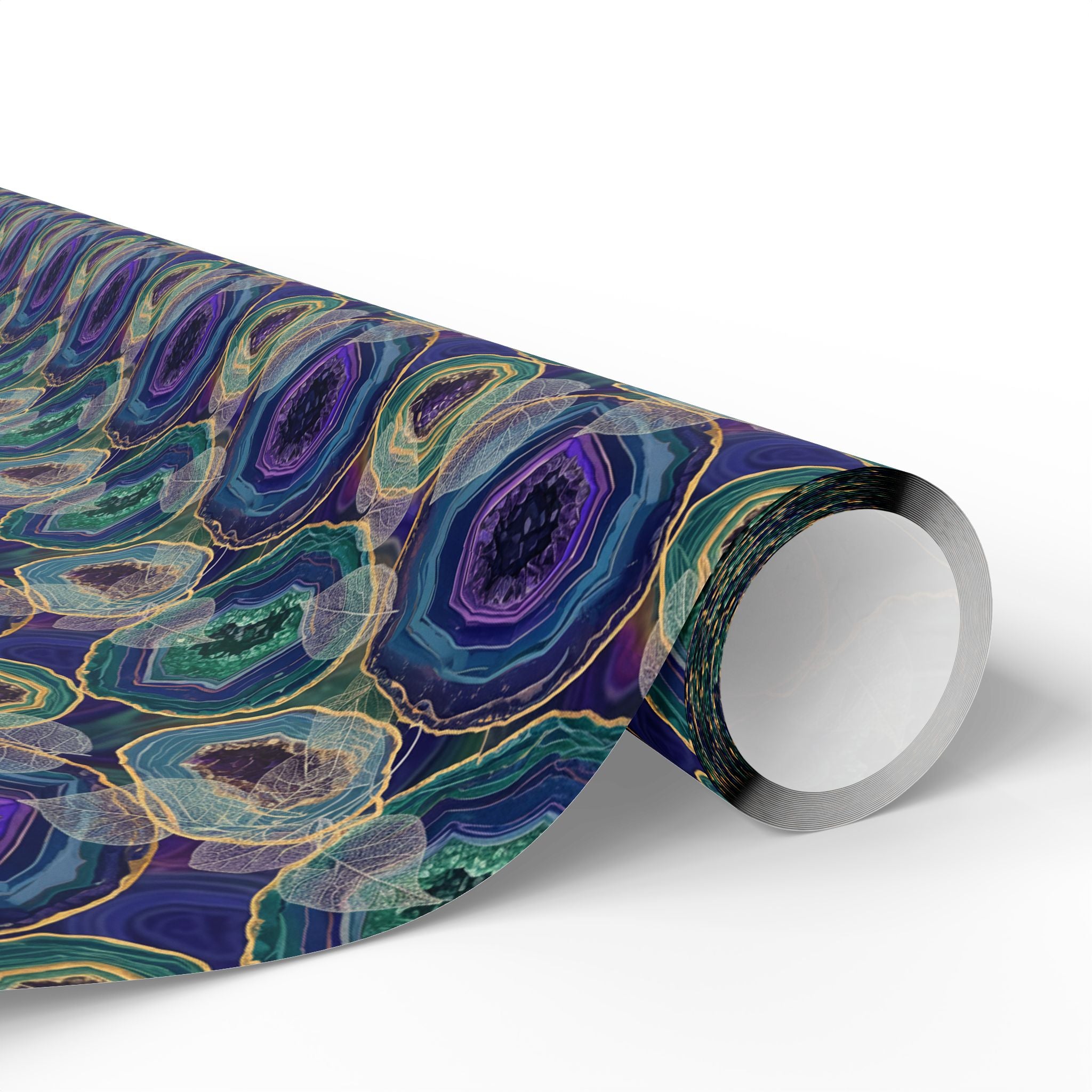 Wrapping Paper Roll — Blue Green Agate Geode Pattern Gift Wrap