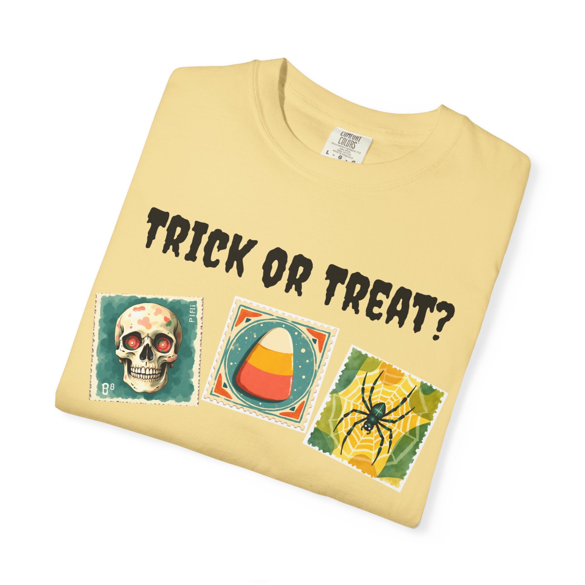 Trick or Treat-That is The Question. Skull, candy corn, and Spider