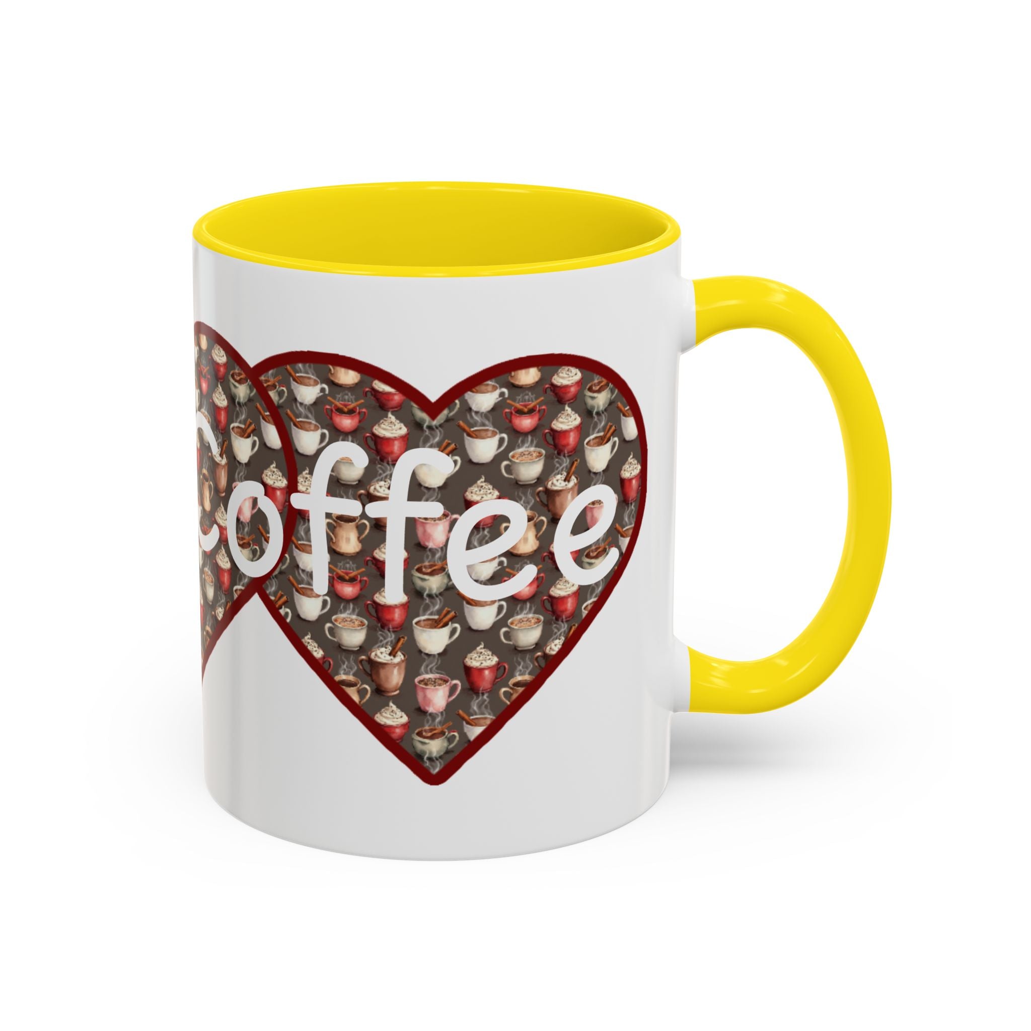 Coffee Mug - Cute Christmas Hearts with I Love Coffee